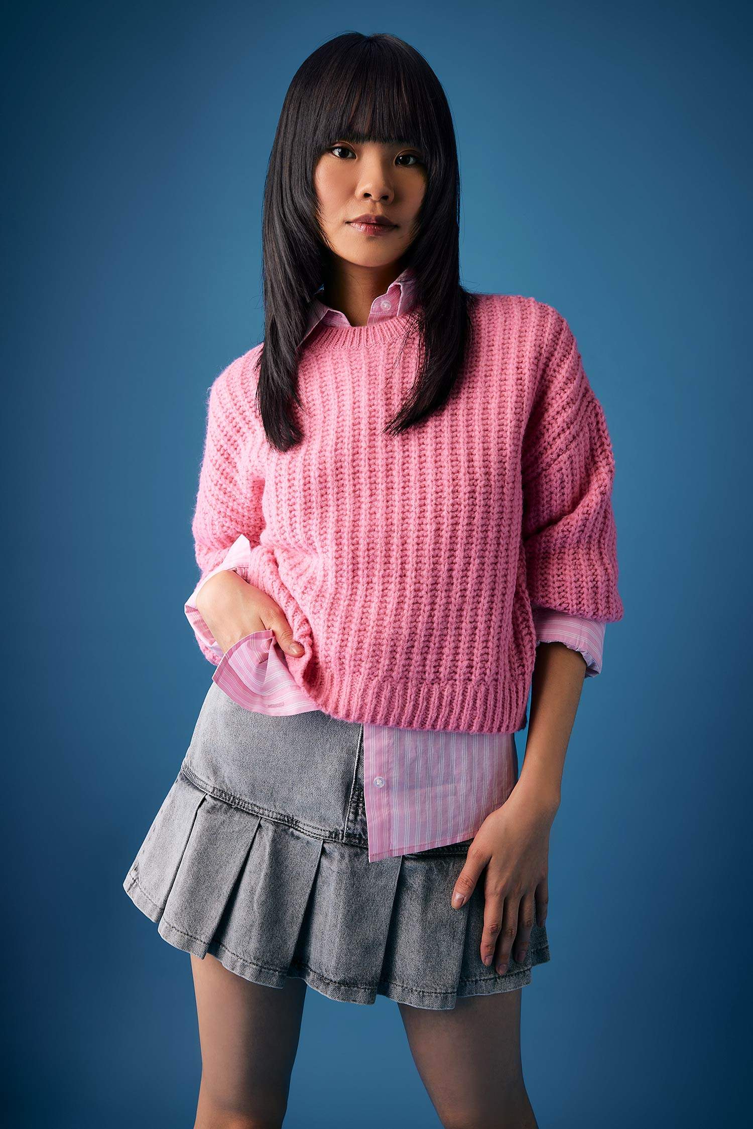 Coool Oversize Geniş Kalıp Bisiklet Yaka Triko Kazak