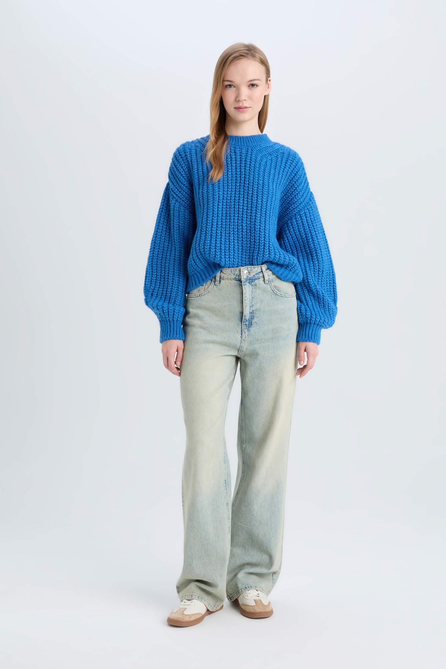 Oversize Geniş Kalıp Bisiklet Yaka Triko Kazak