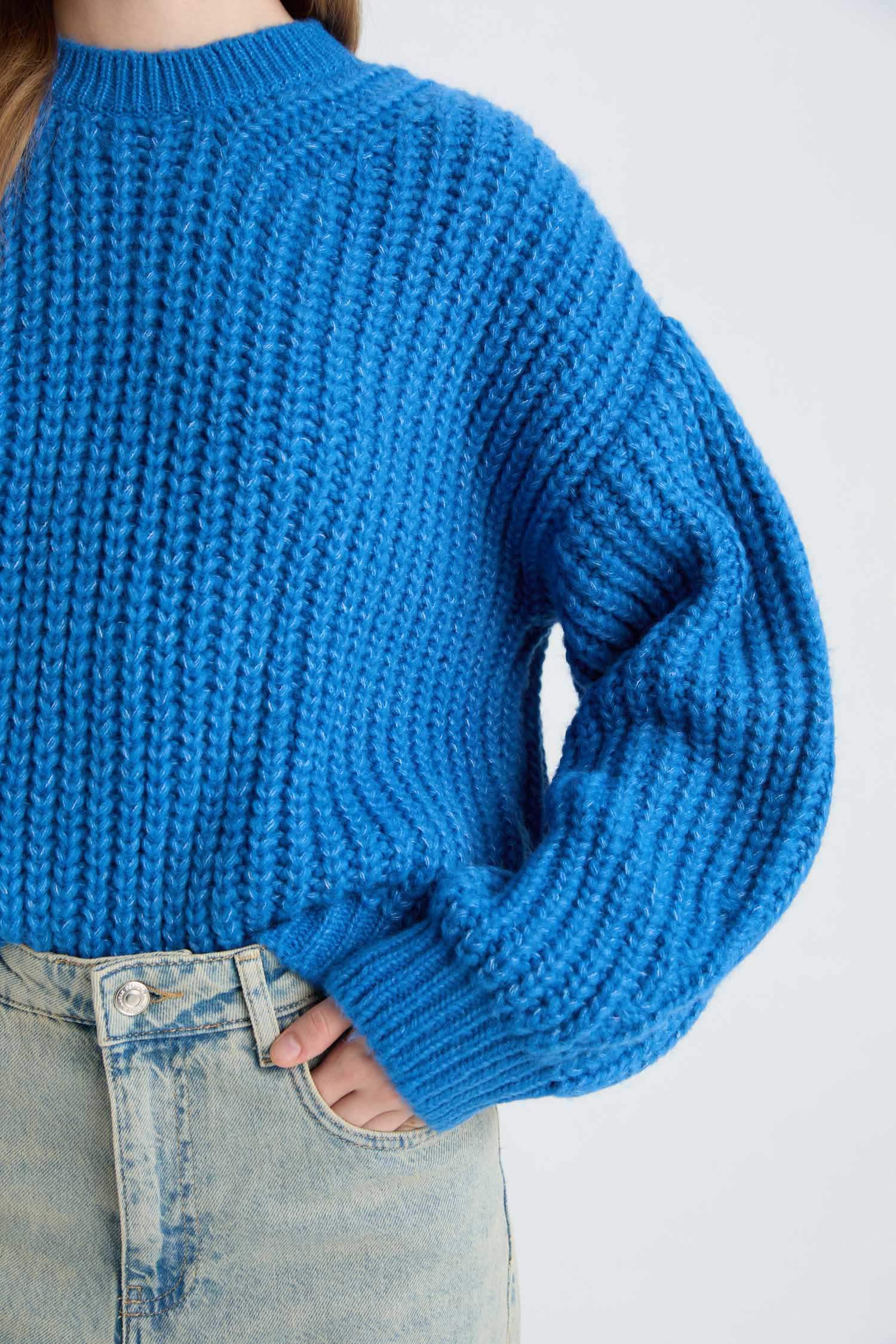 Oversize Geniş Kalıp Bisiklet Yaka Triko Kazak