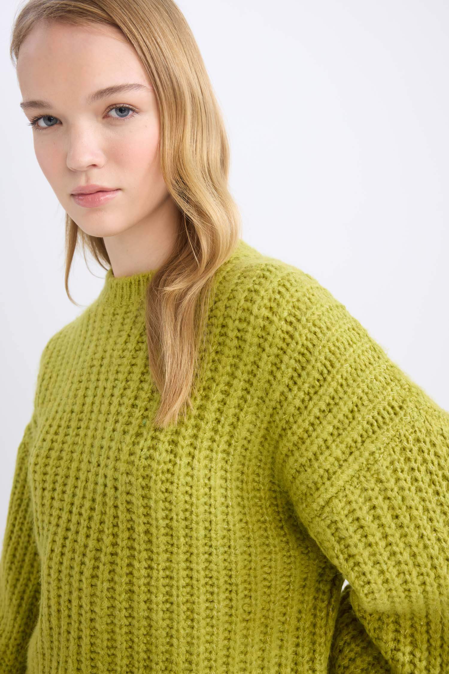 Oversize Fit Crew Neck Knitwear Basic Dress Pullover