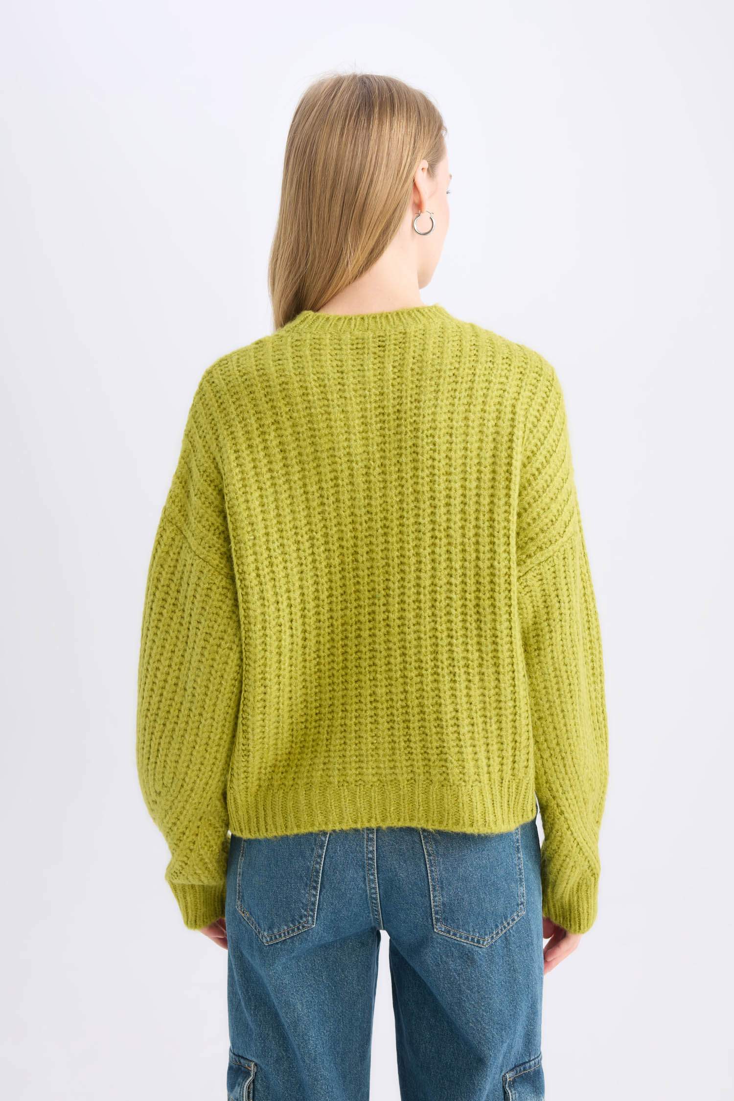 Oversize Fit Crew Neck Knitwear Basic Dress Pullover