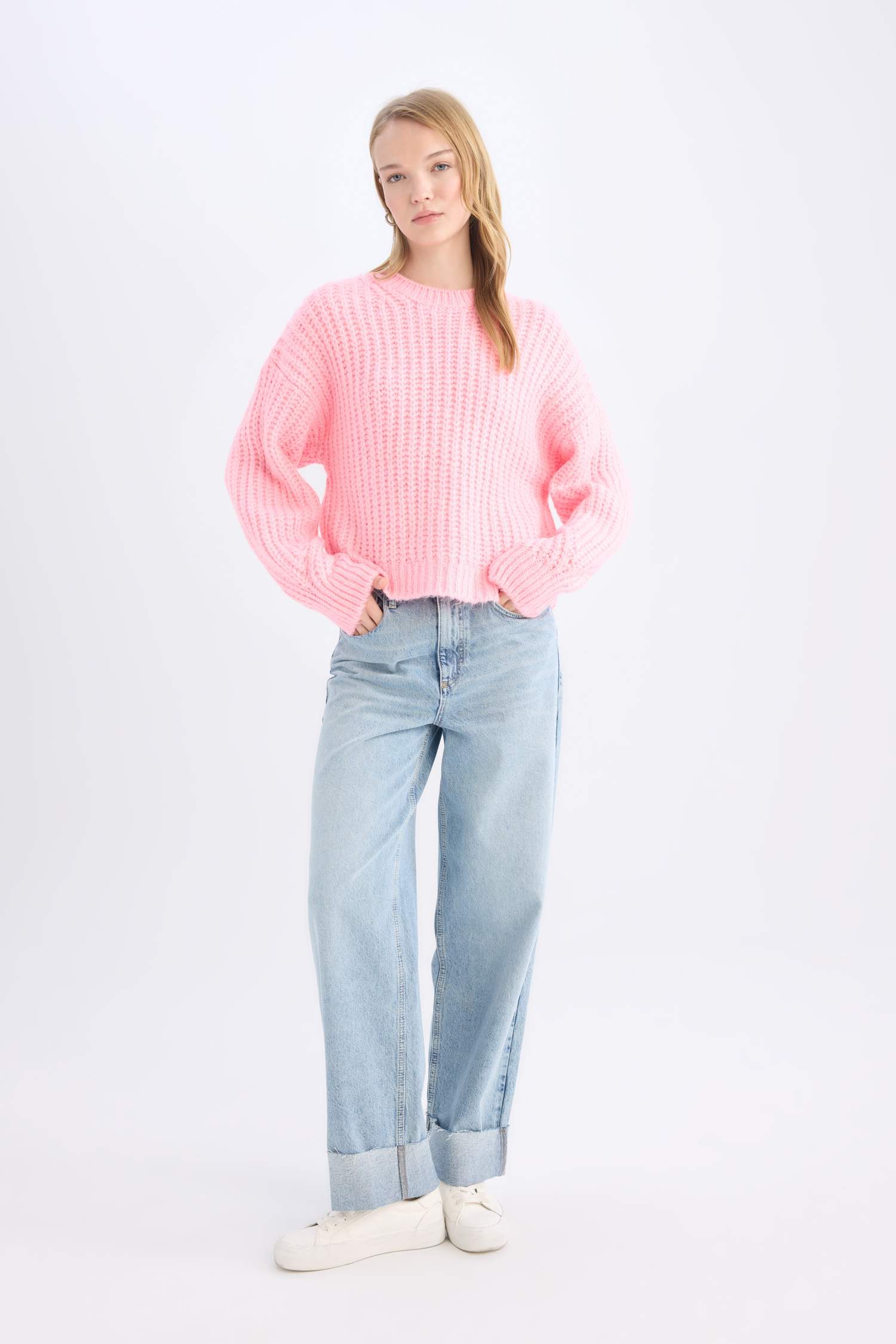 Oversize Geniş Kalıp Bisiklet Yaka Triko Kazak