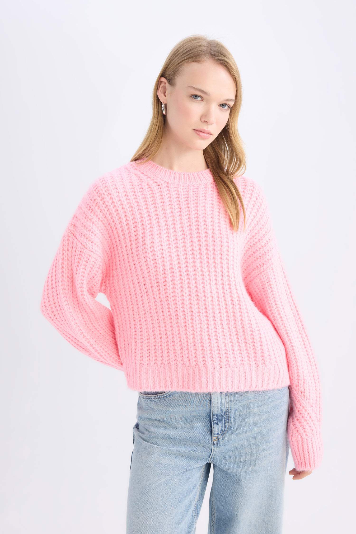 Oversize Geniş Kalıp Bisiklet Yaka Triko Kazak