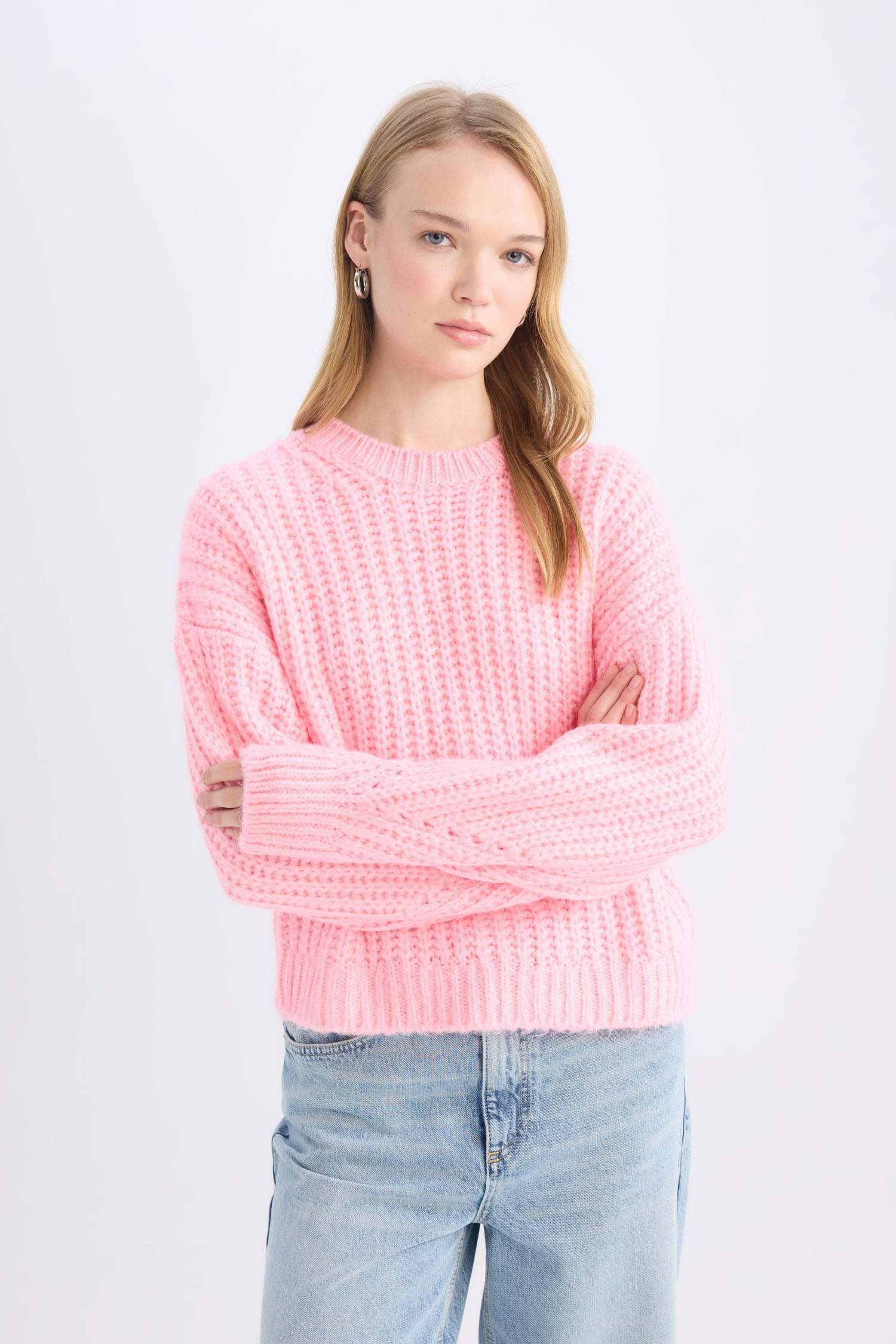 Oversize Geniş Kalıp Bisiklet Yaka Triko Kazak