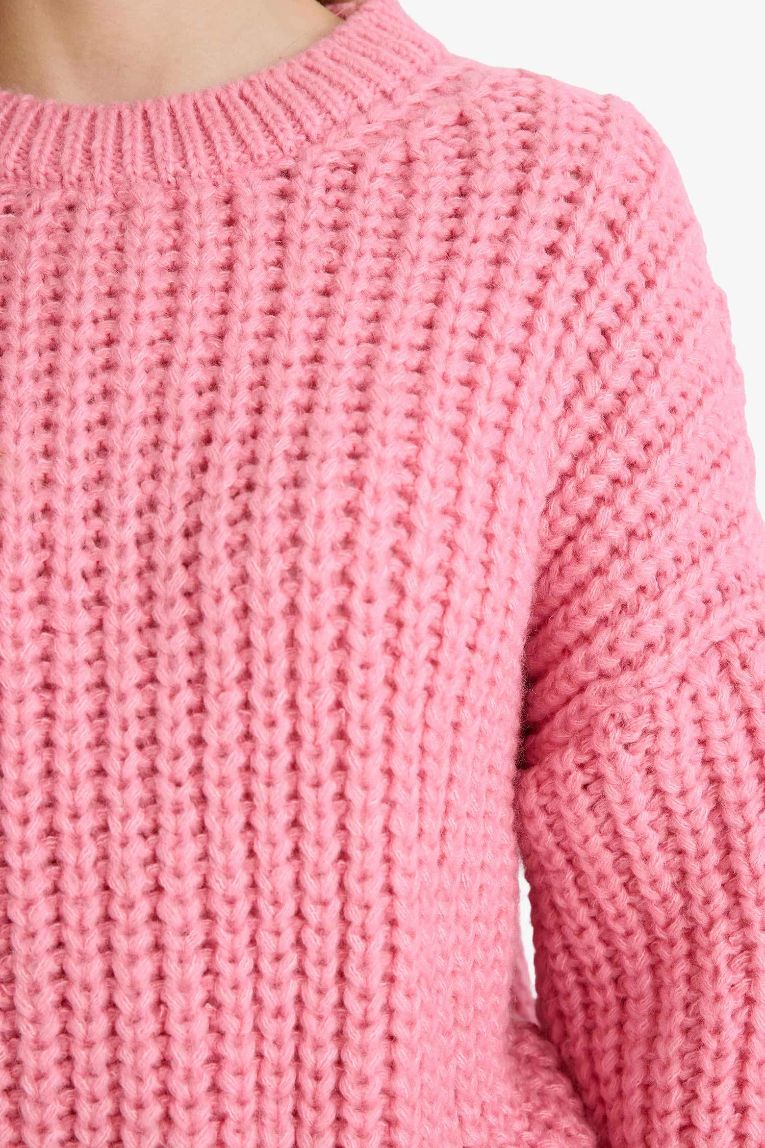 Oversize Fit Crew Neck Basic Dress Pullover