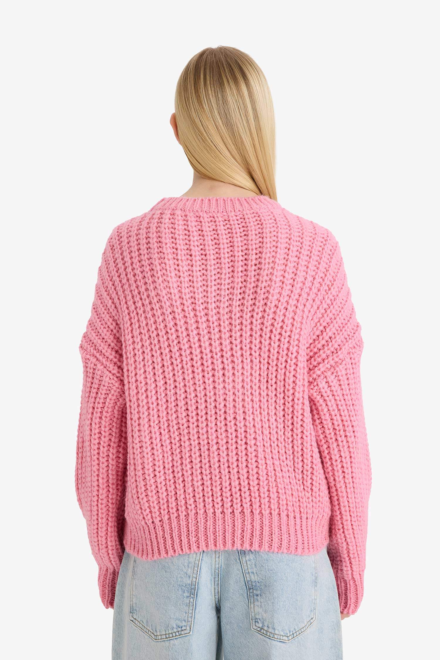 Oversize Fit Crew Neck Basic Dress Pullover