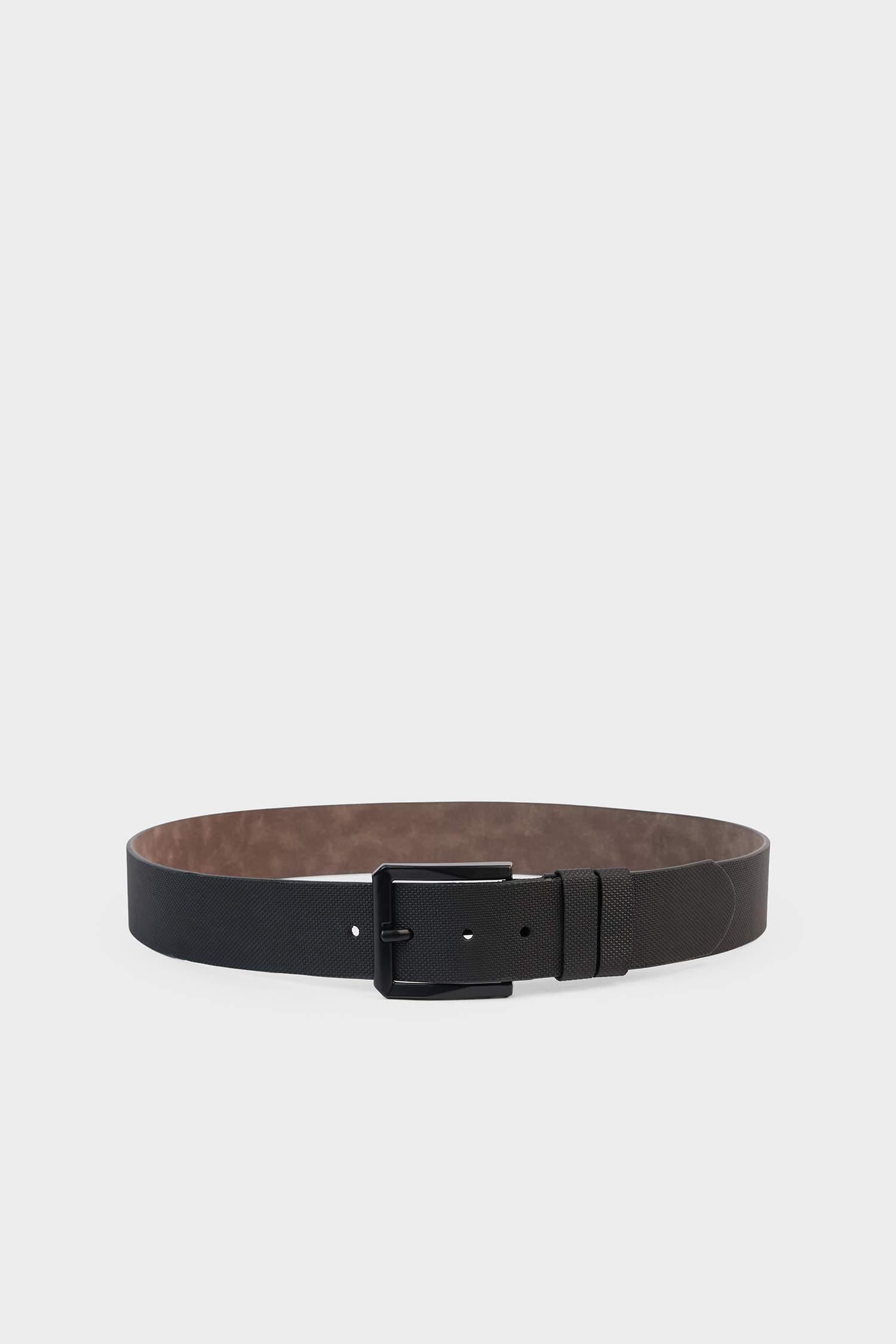 Man Rectangle Clasp Faux Leather Denim Belt