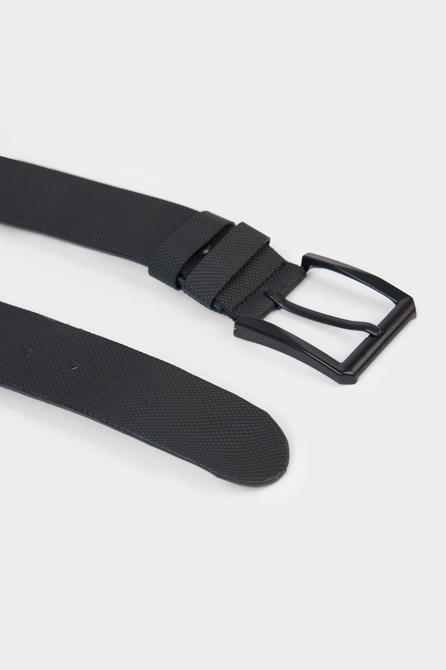 Man Rectangle Clasp Faux Leather Denim Belt