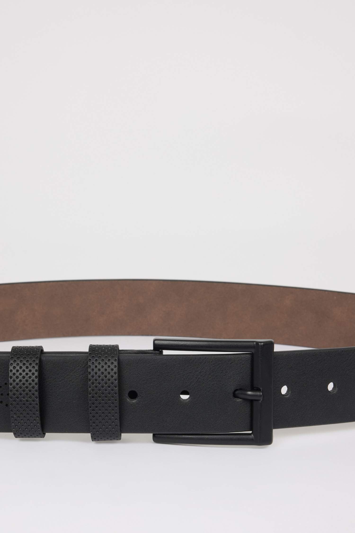 Erkek Dikdörtgen Toka Suni Deri Jean Kemeri