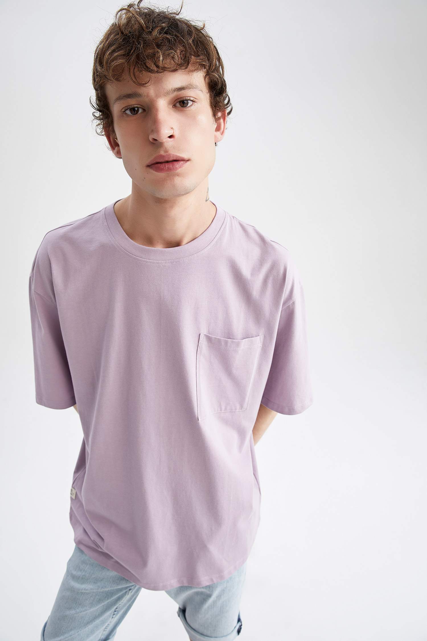 Purple MEN Oversize Fit Crew Neck TShirt 2411422 DeFacto