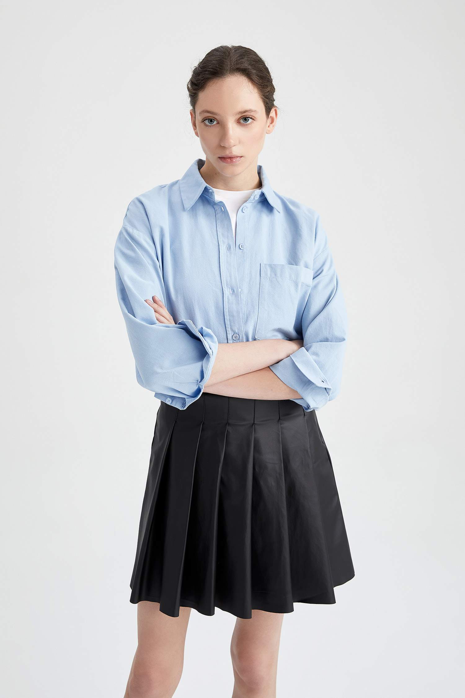 قميص قطن أكسفورد اوفر سايز طويل الأكمام