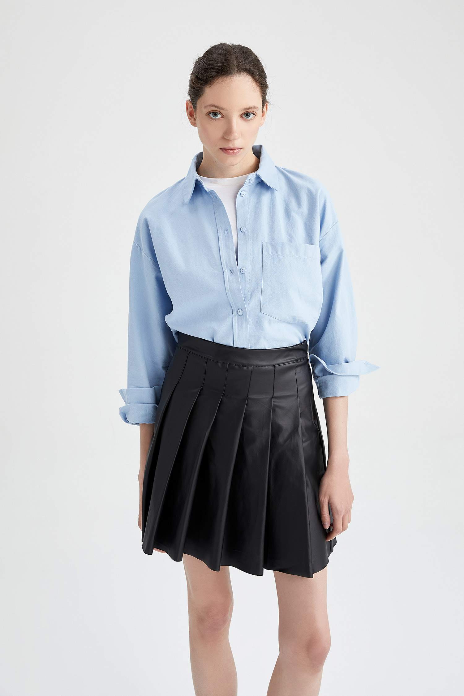 قميص قطن أكسفورد اوفر سايز طويل الأكمام