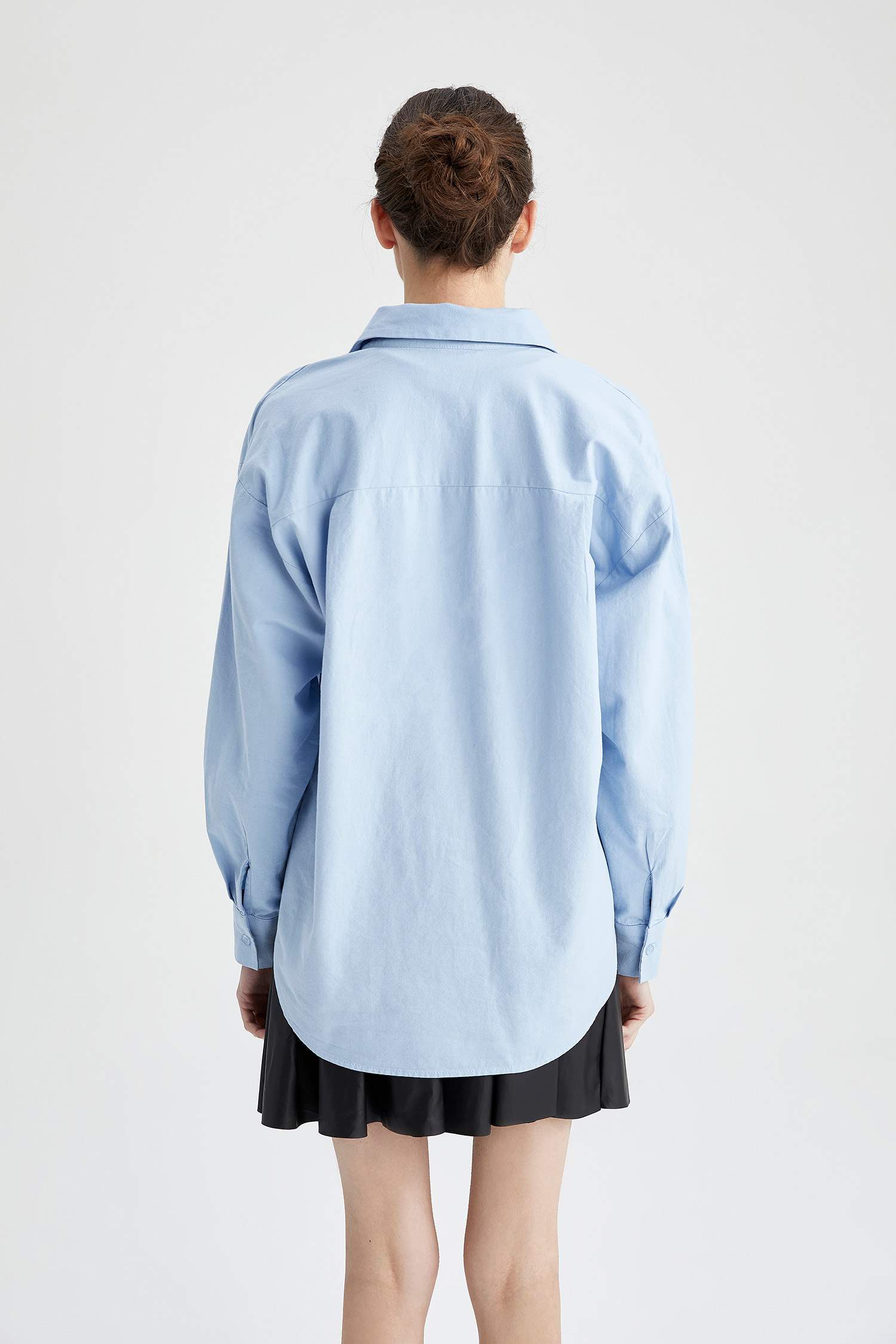 قميص قطن أكسفورد اوفر سايز طويل الأكمام