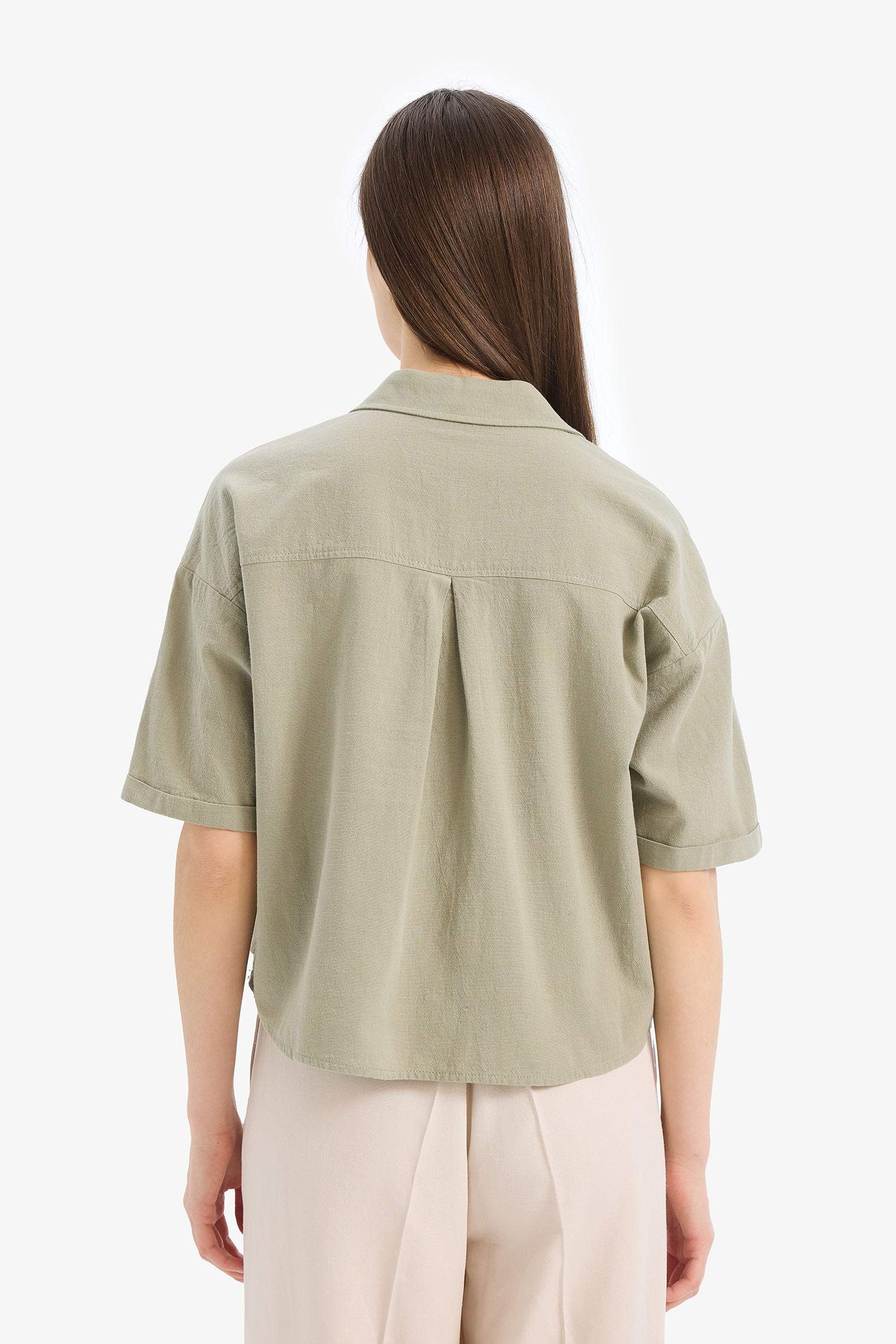 Boxy Fit Basic Düz Kısa Kollu Gömlek