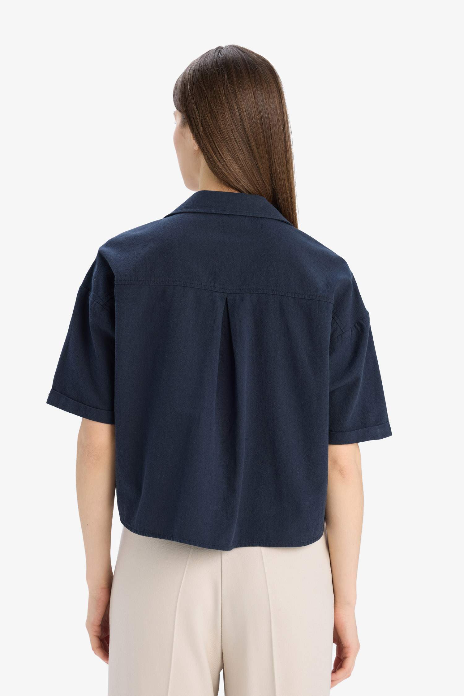 Boxy Fit Basic Düz Kısa Kollu Gömlek