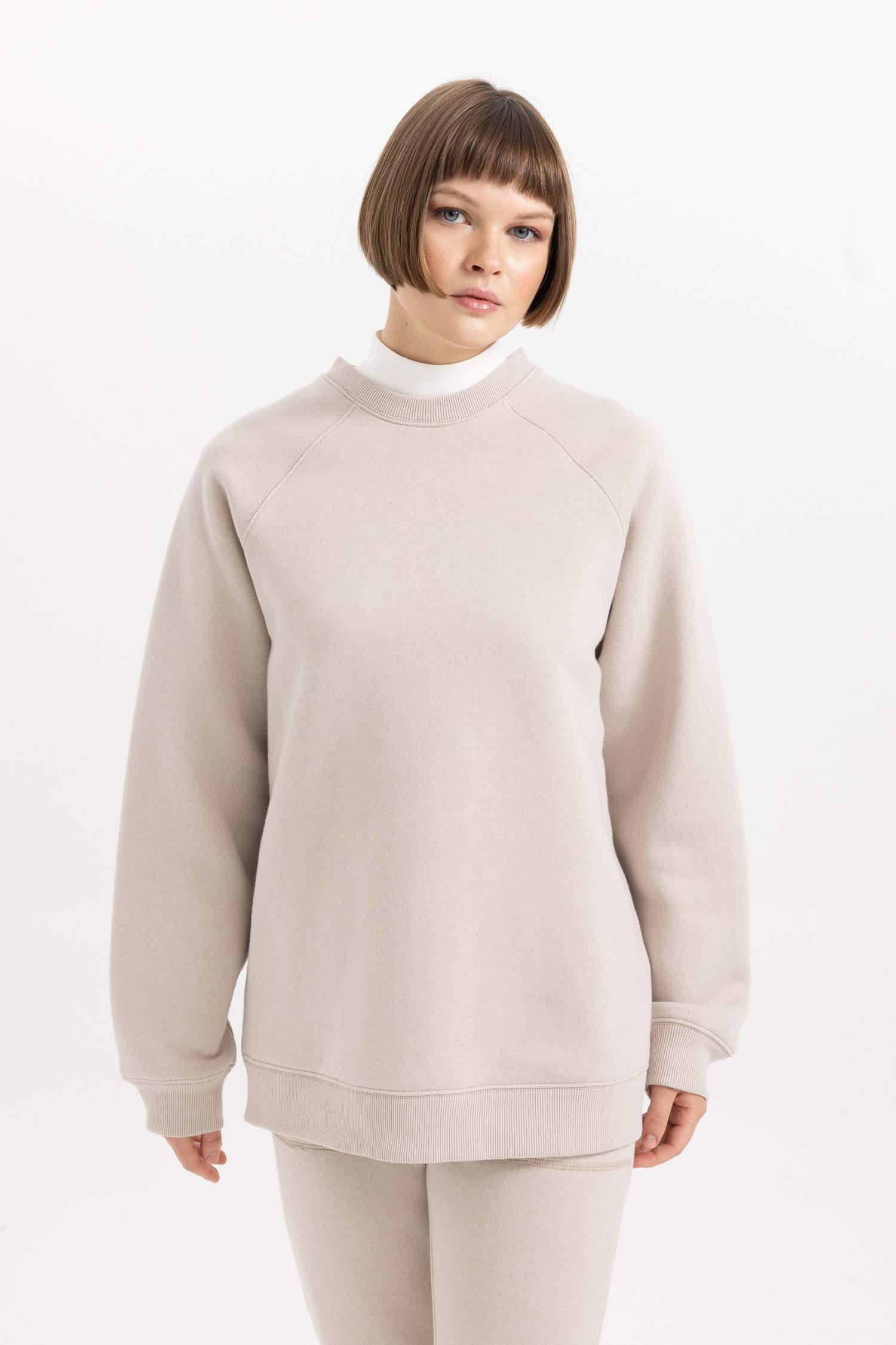 Oversize Fit Crew Neck Thick Basic Sweatshirt