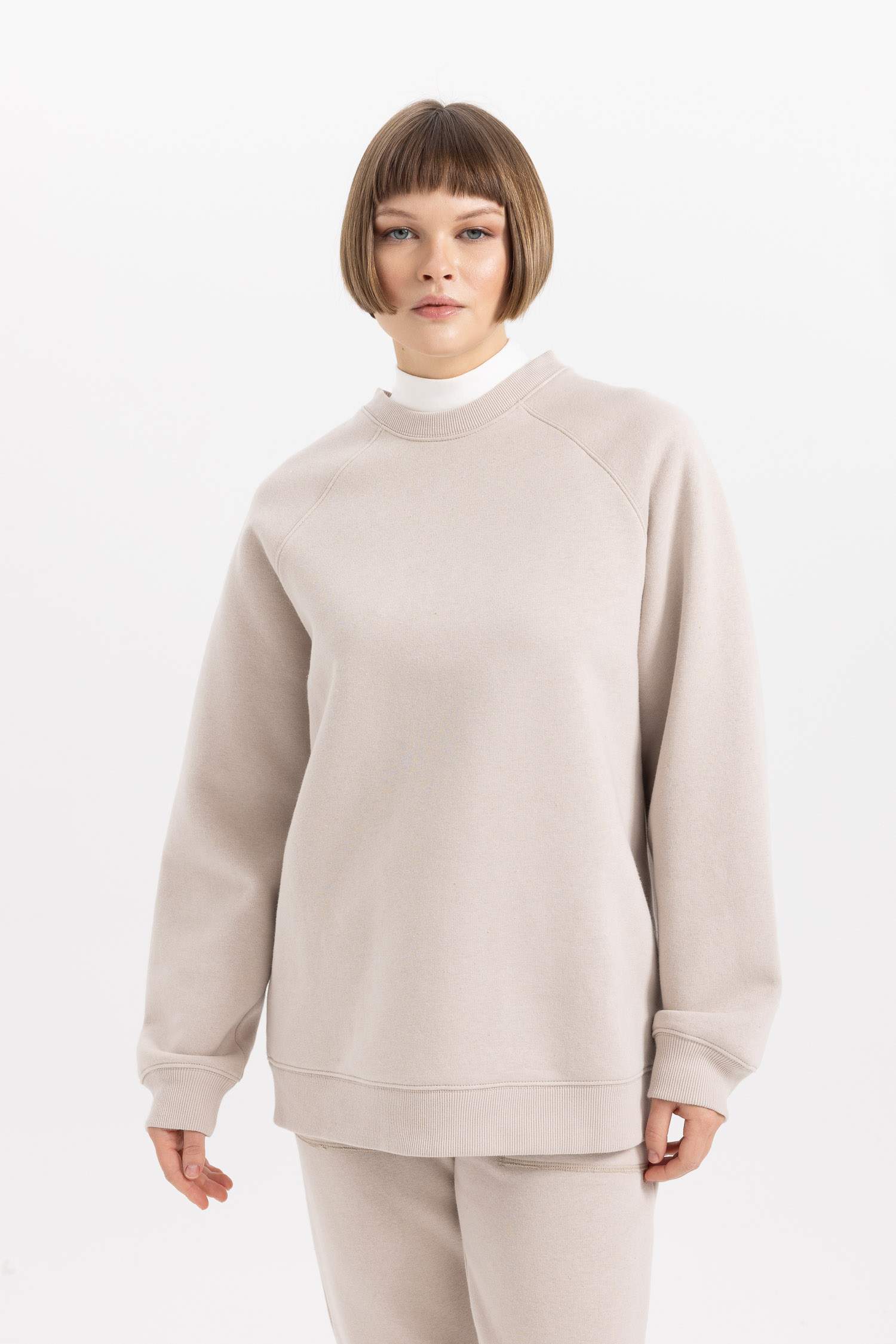 Oversize Fit Crew Neck Thick Basic Sweatshirt