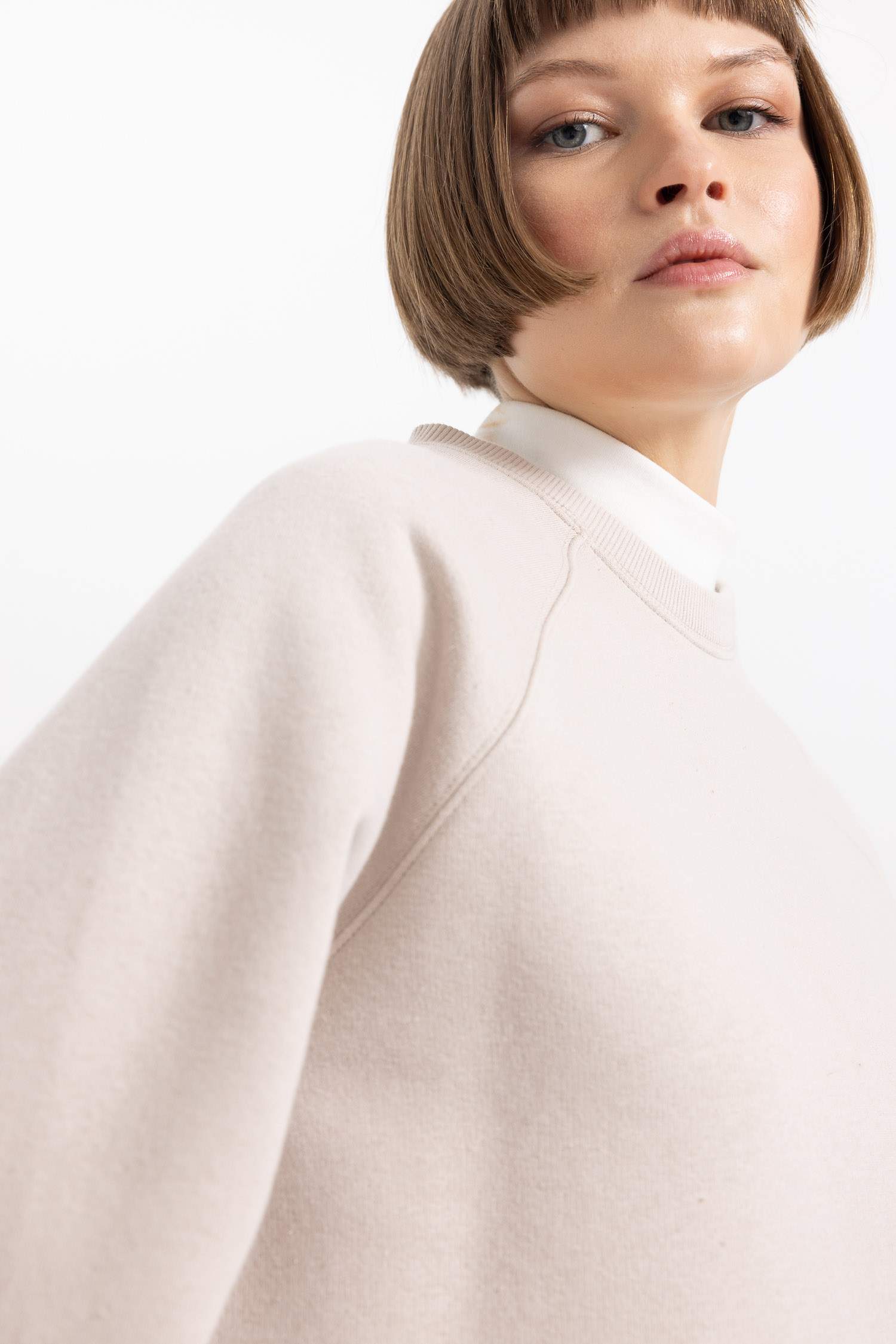 Oversize Fit Crew Neck Thick Basic Sweatshirt