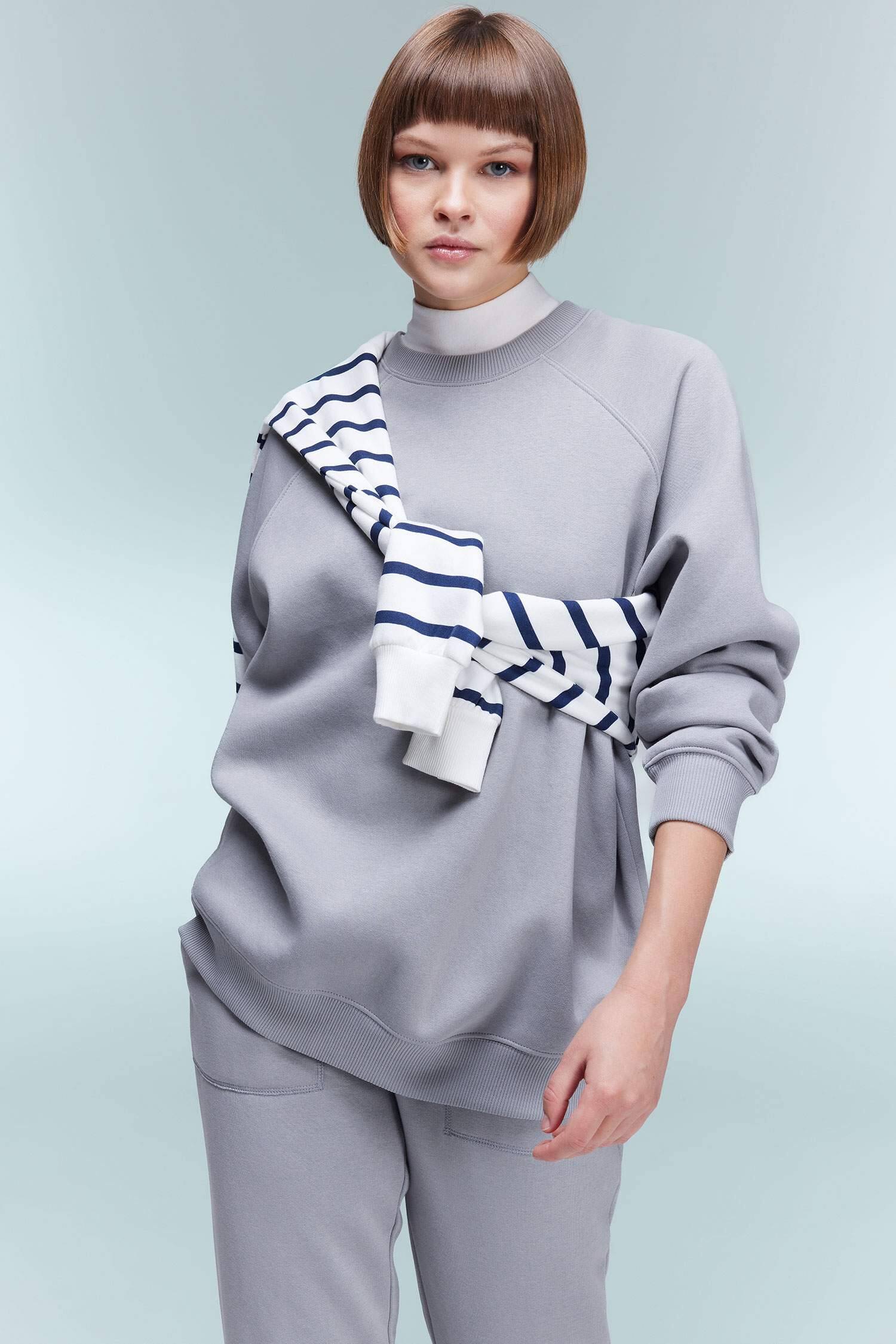 Gris FEMME Sweat- Shirt Coupe Oversize 2910513