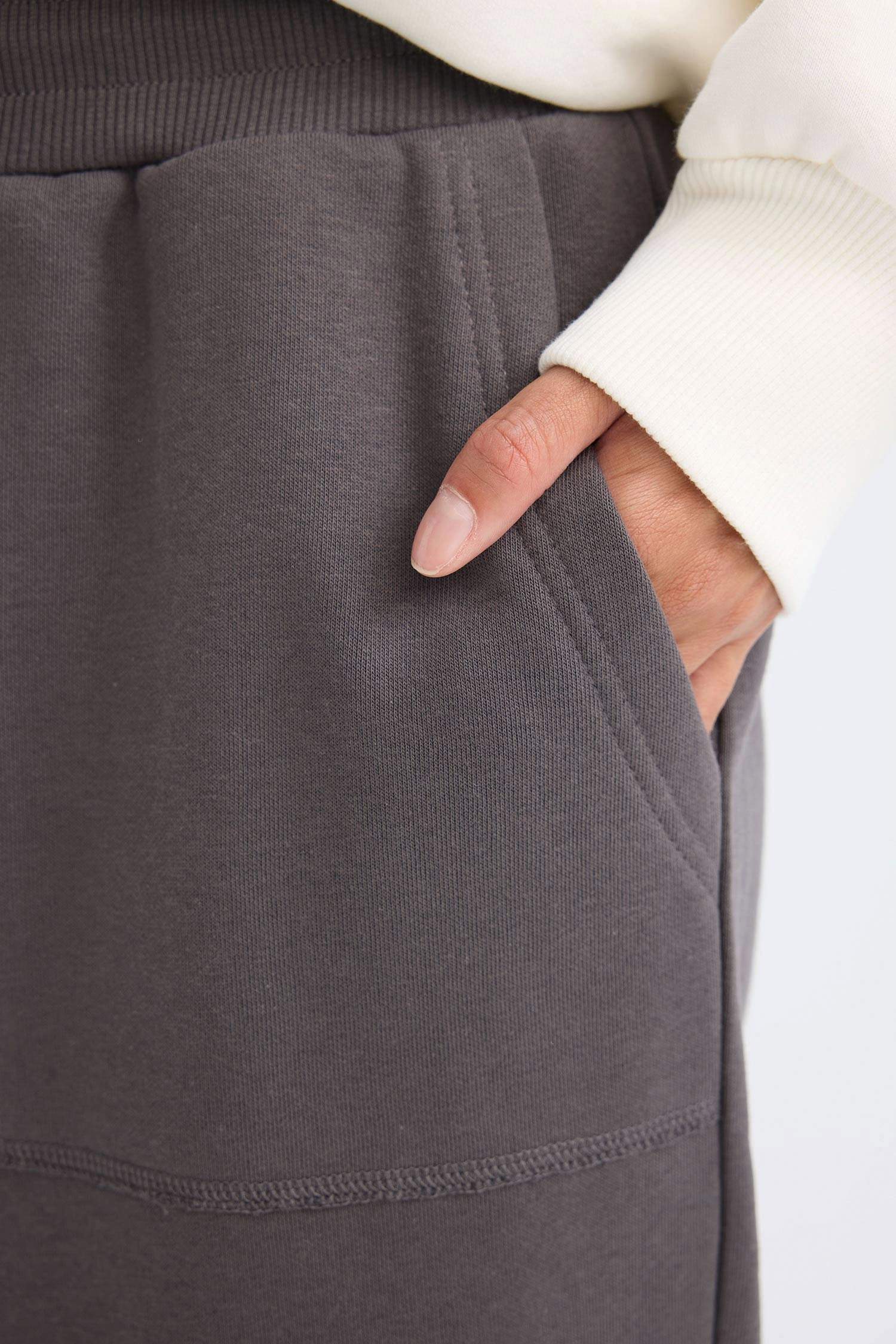 Regular Fit Jogger Eşofman Altı Basic Düz Beli Lastikli Bağcıklı Cepli