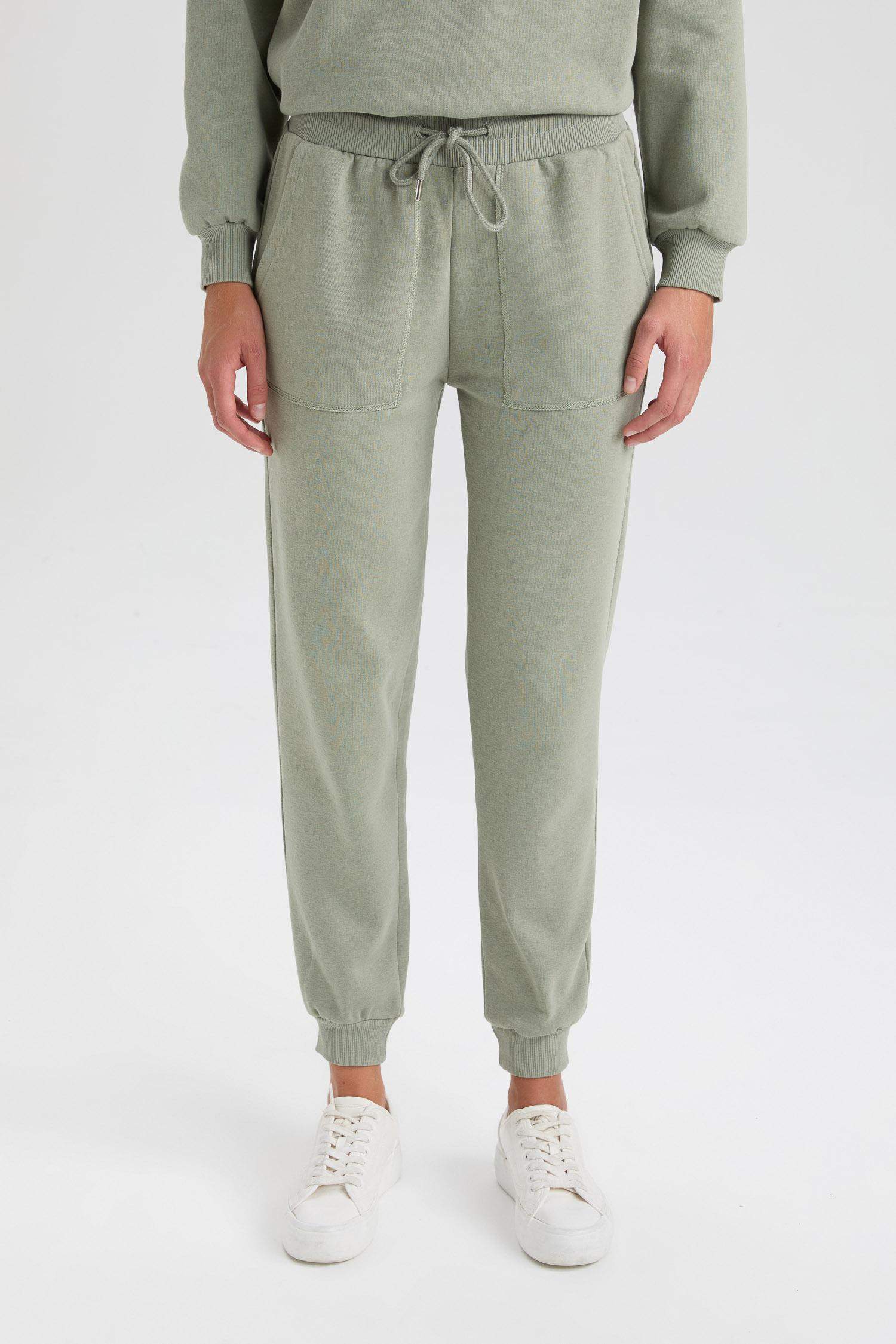 Regular Fit Jogger Kışlık Eşofman Altı Basic Düz Beli Lastikli Bağcıklı Cepli