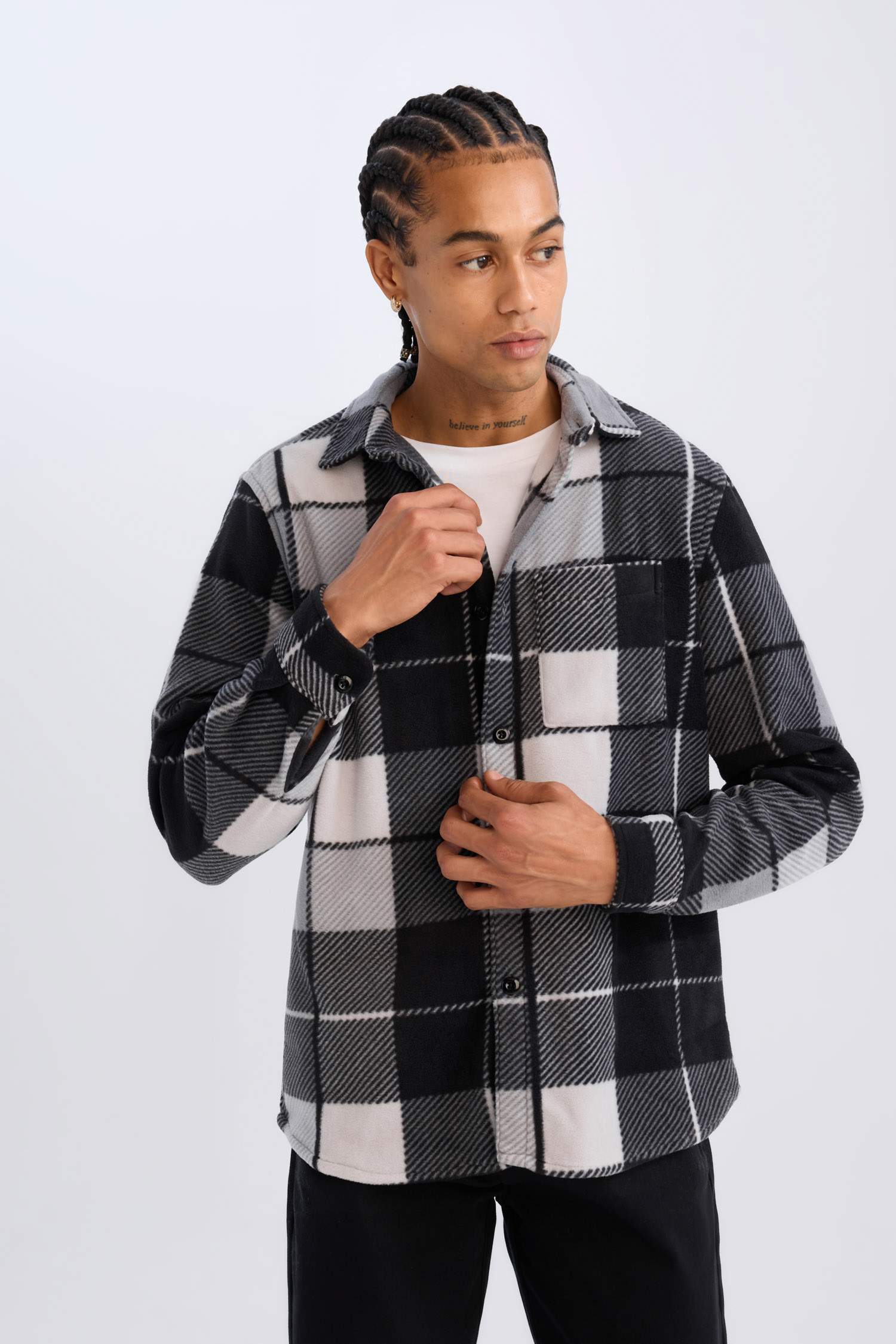 Regular Fit Kareli Polar Uzun Kollu Gömlek