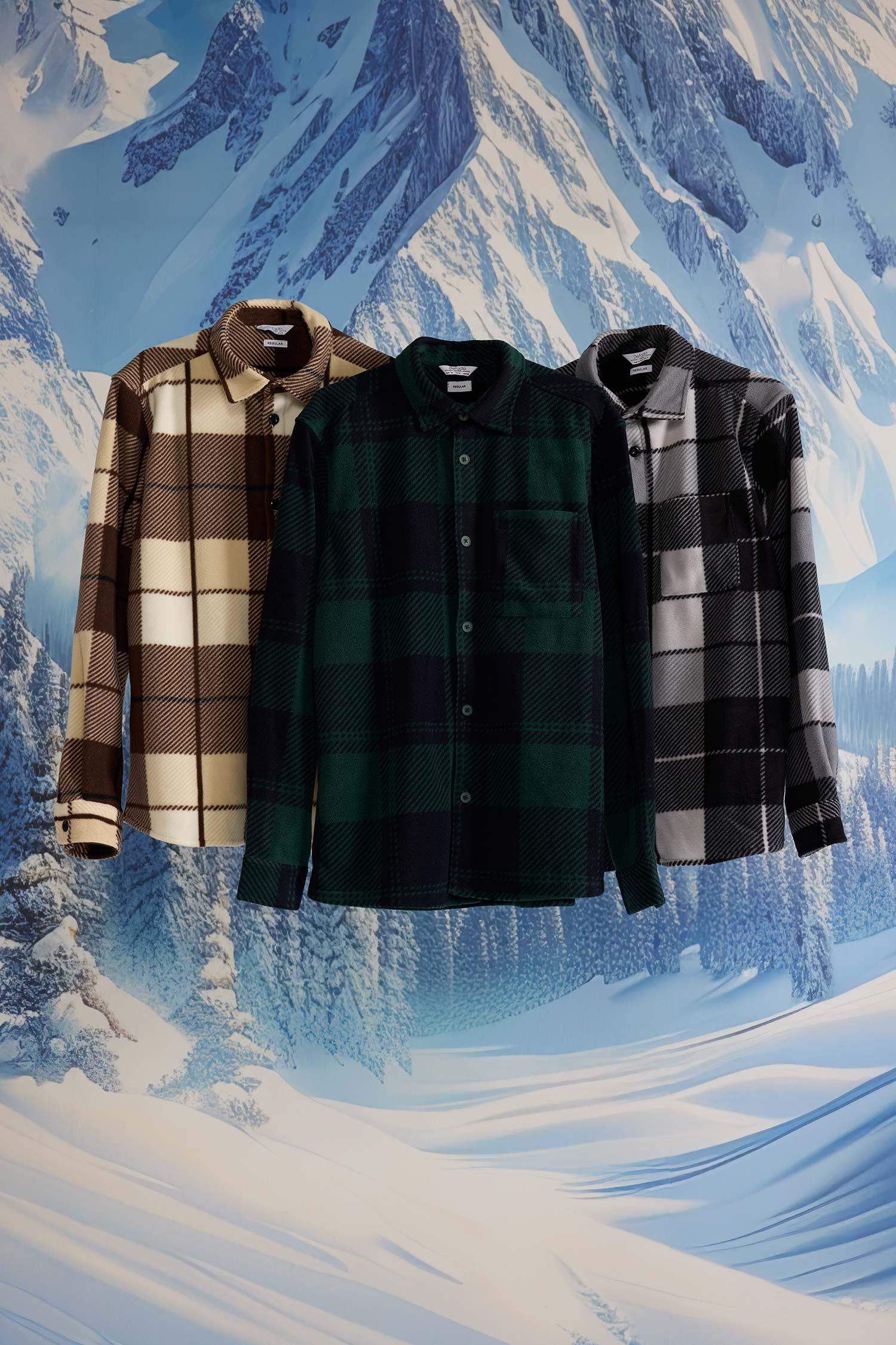 Regular Fit Kareli Polar Uzun Kollu Gömlek