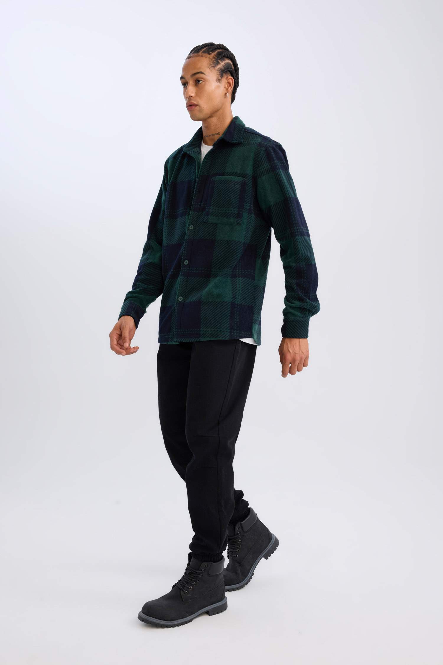 Regular Fıt Kareli Polar Uzun Kollu Gömlek