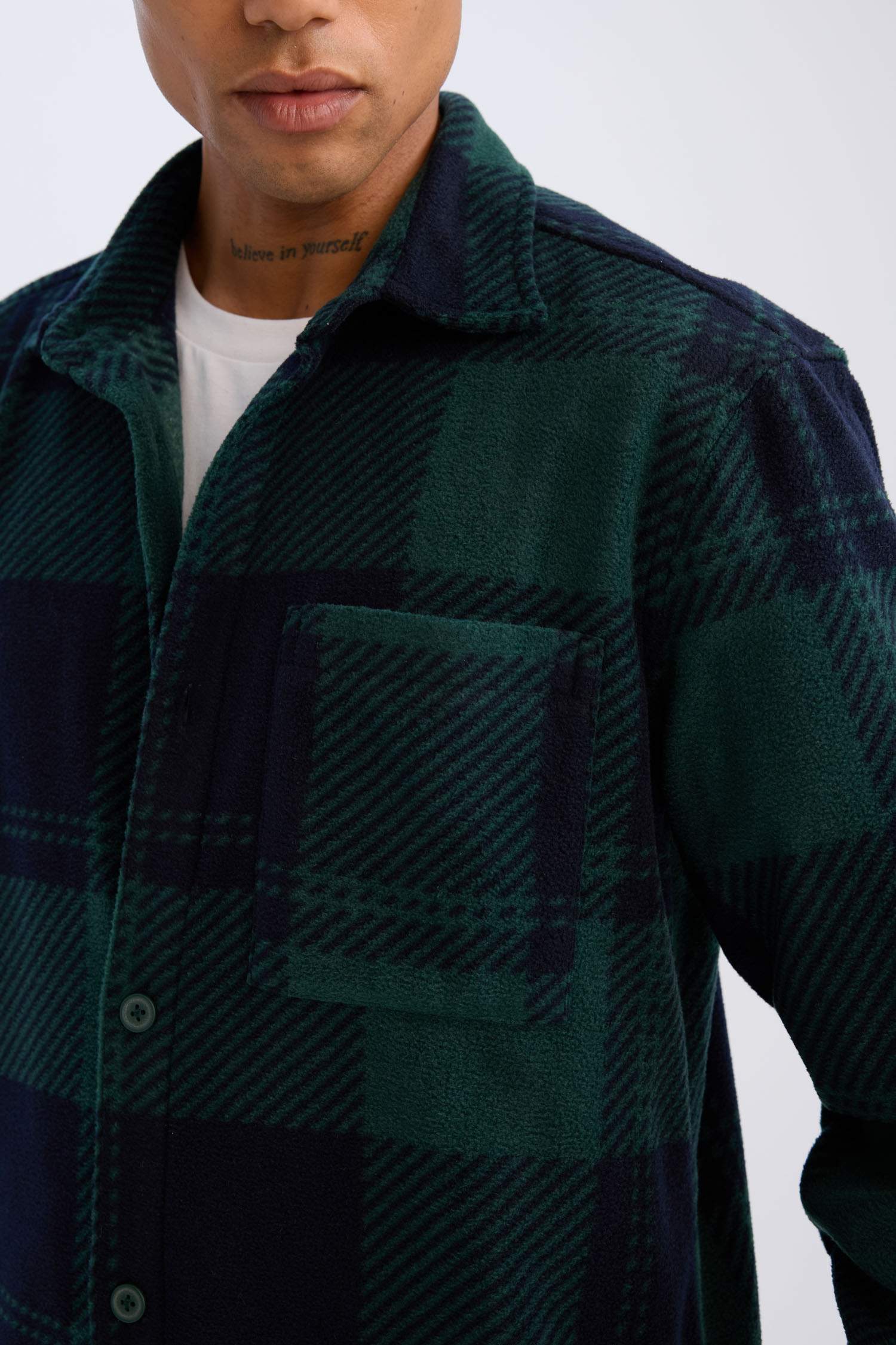 Regular Fıt Kareli Polar Uzun Kollu Gömlek