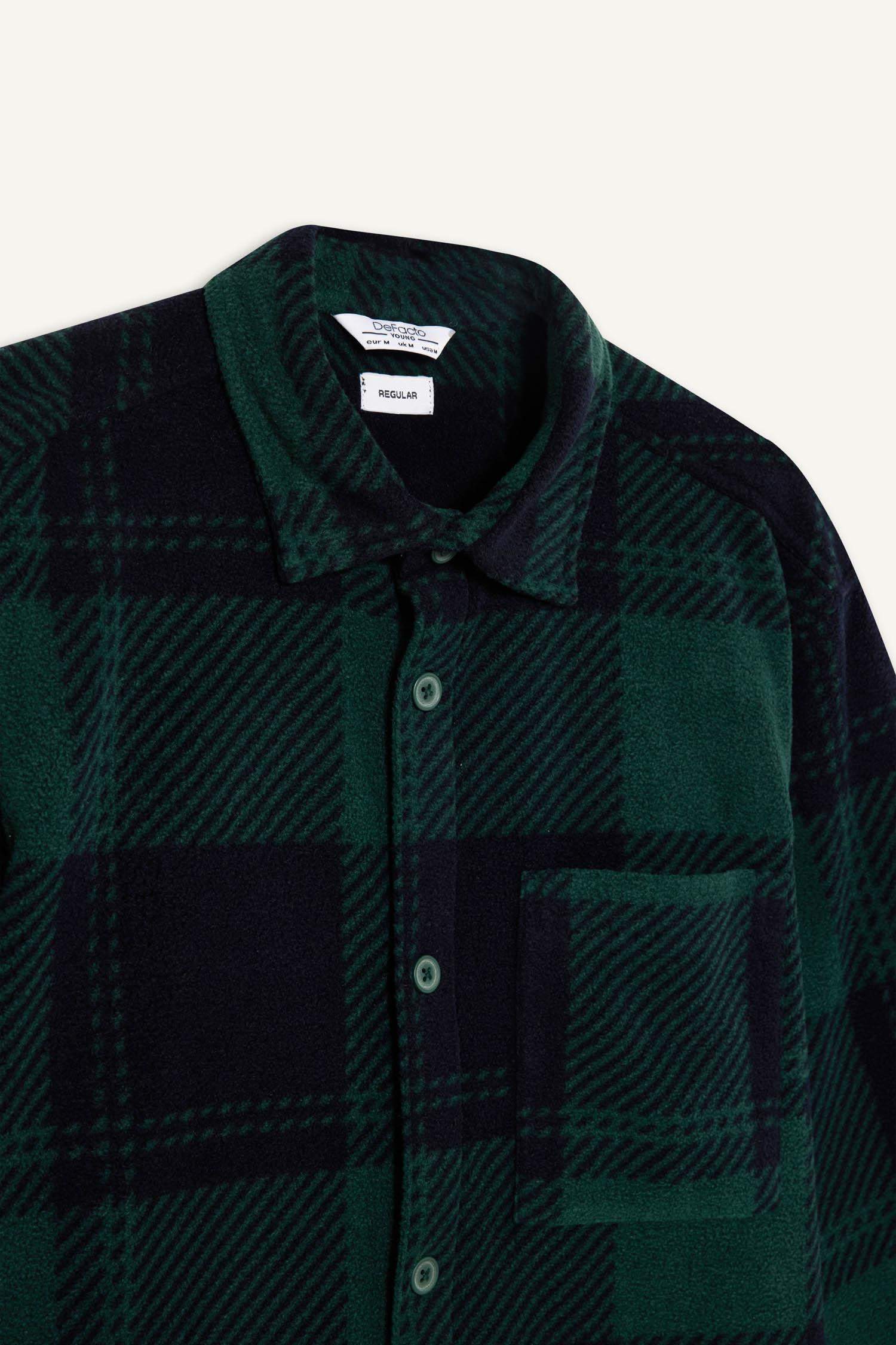 Regular Fıt Kareli Polar Uzun Kollu Gömlek