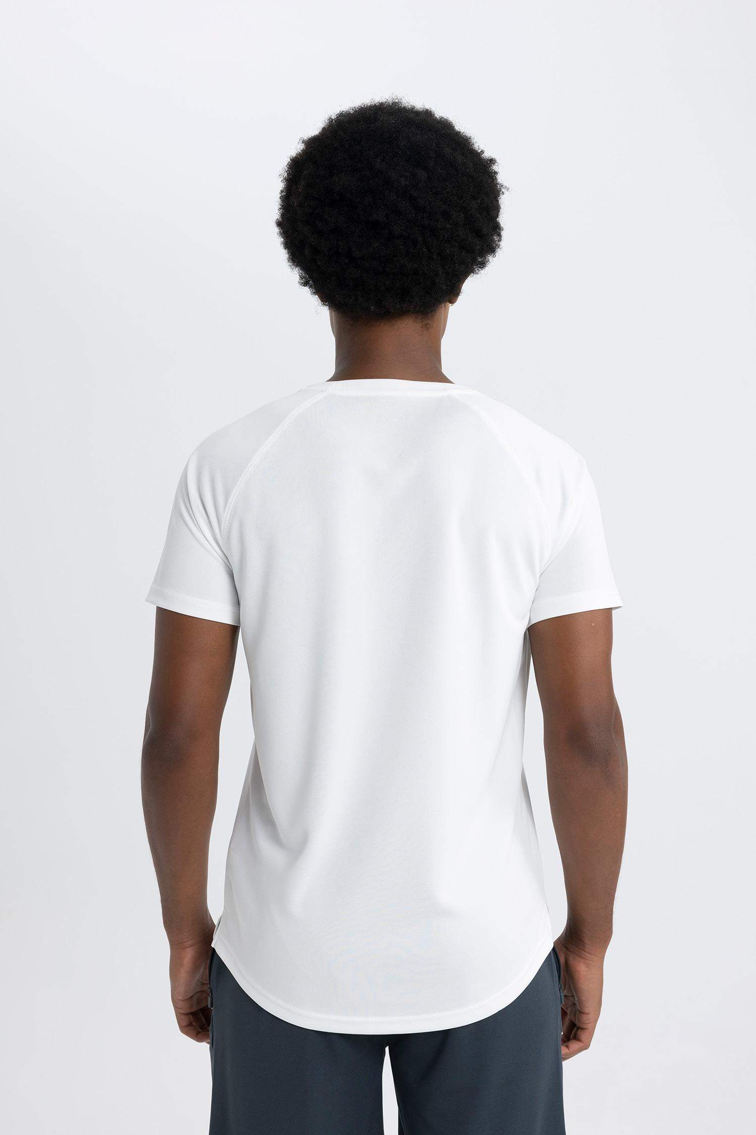 DeFactoFit Slim Fit Collar Printed Sports T-Shirt