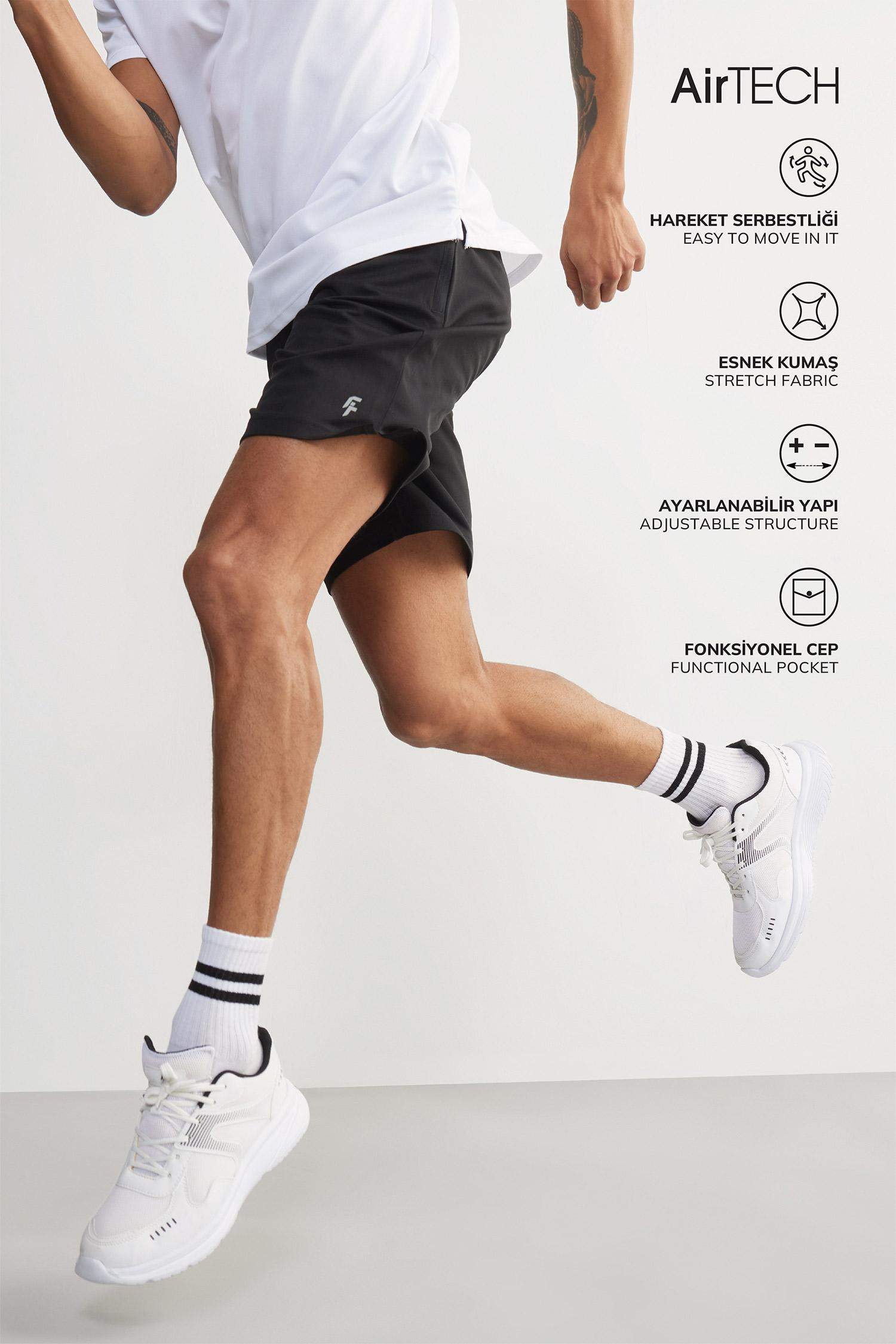 DeFactoFit Hızlı Kuruyan Slim Fit Dar Kesim Sporcu Standart Paça Şort