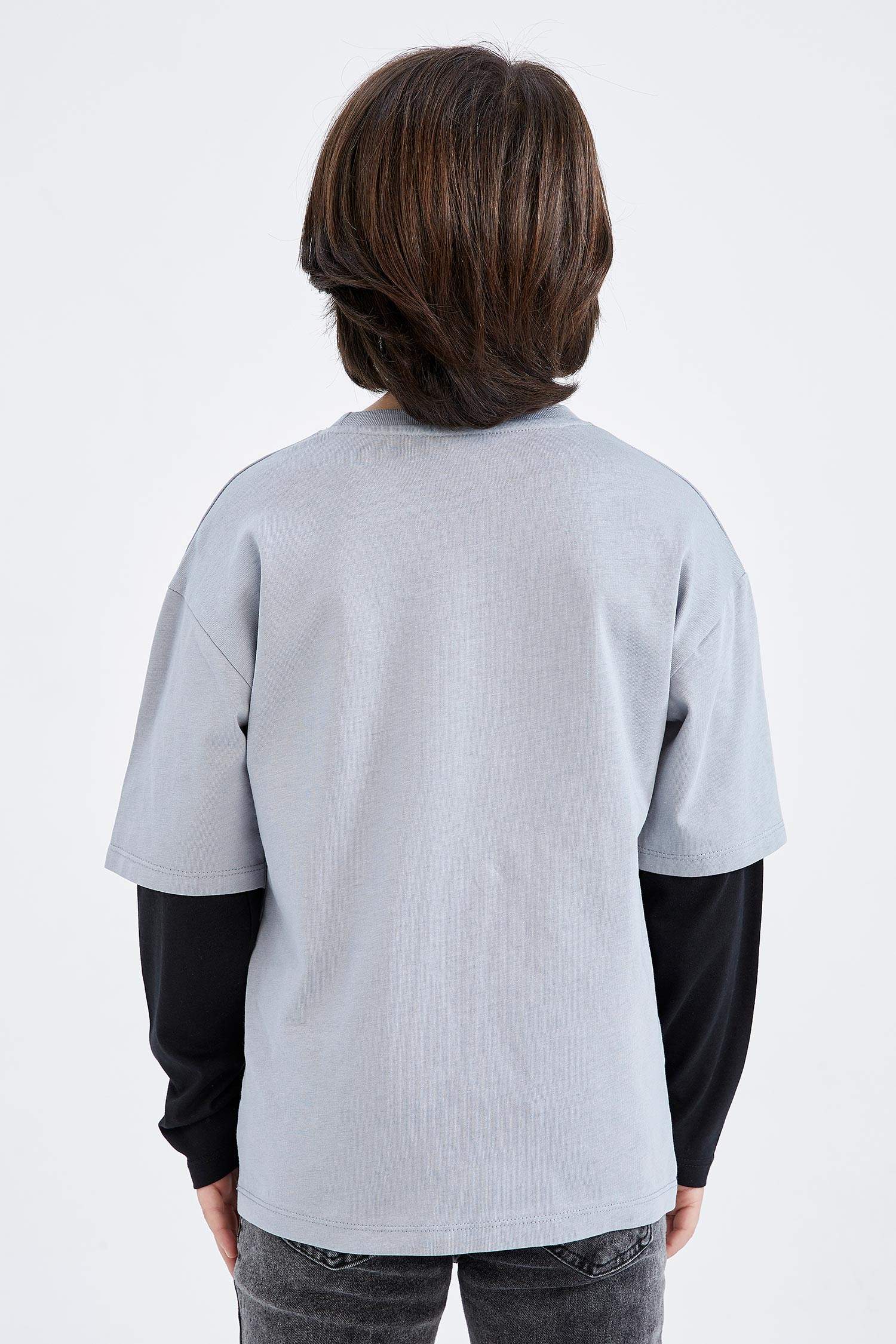 Boy Oversize Fit Crew Neck Combed Long Sleeve T-Shirt