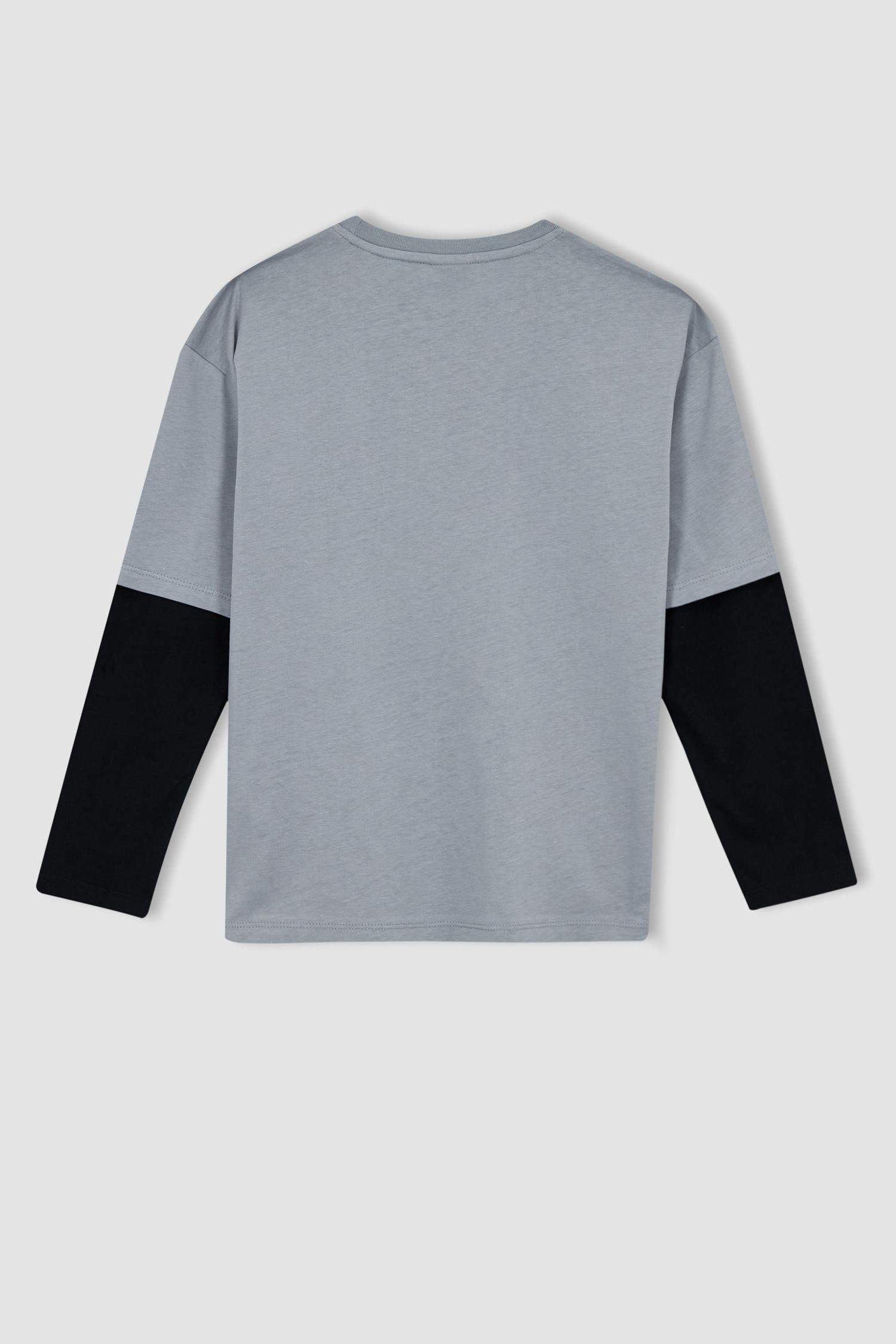 Boy Oversize Fit Crew Neck Combed Long Sleeve T-Shirt