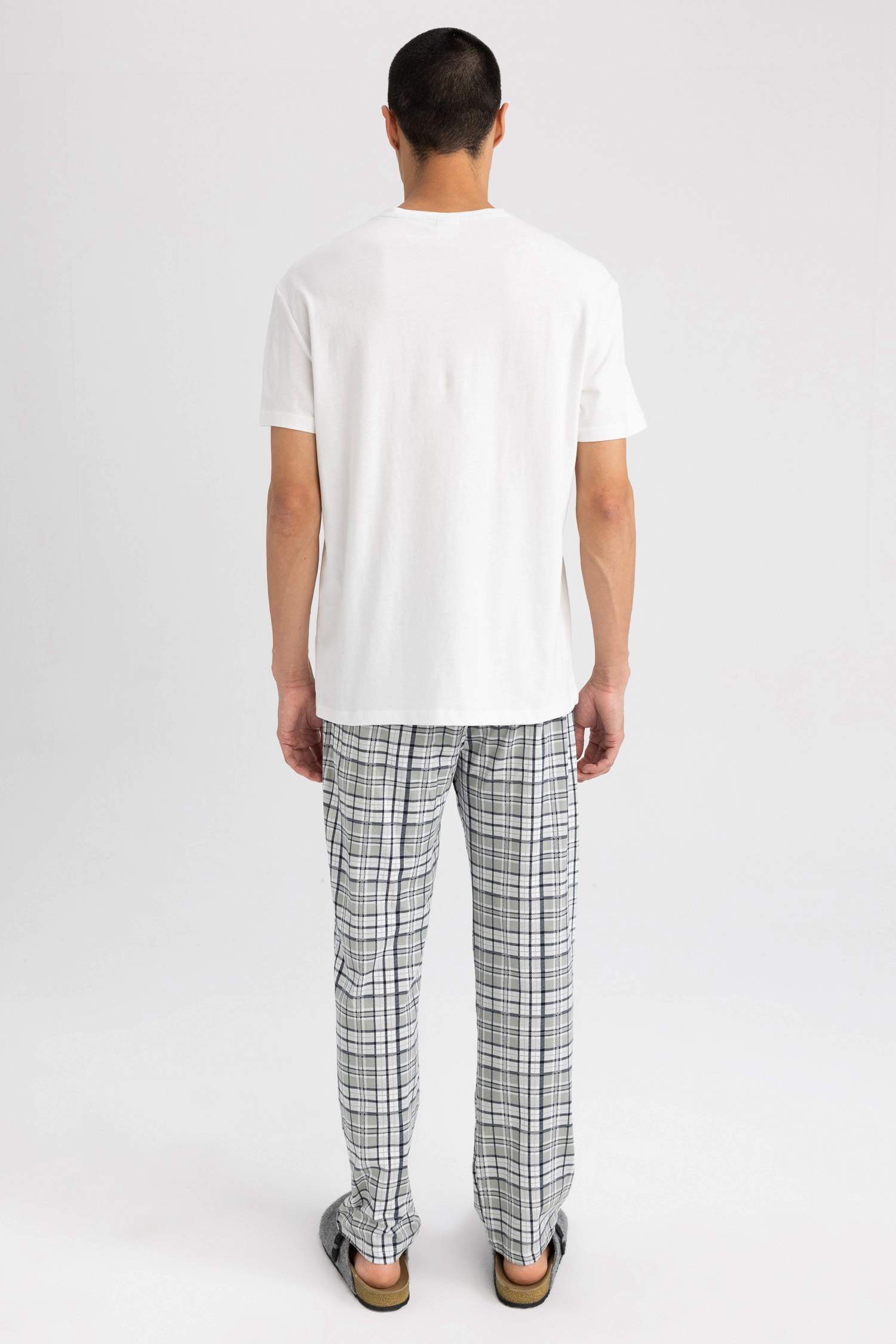 Regular Fit Plaid Square Patterned Short Sleeve Pajamas Set