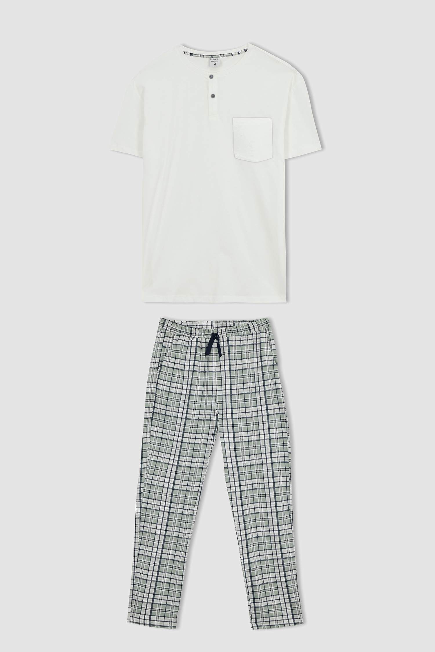 Regular Fit Plaid Square Patterned Short Sleeve Pajamas Set
