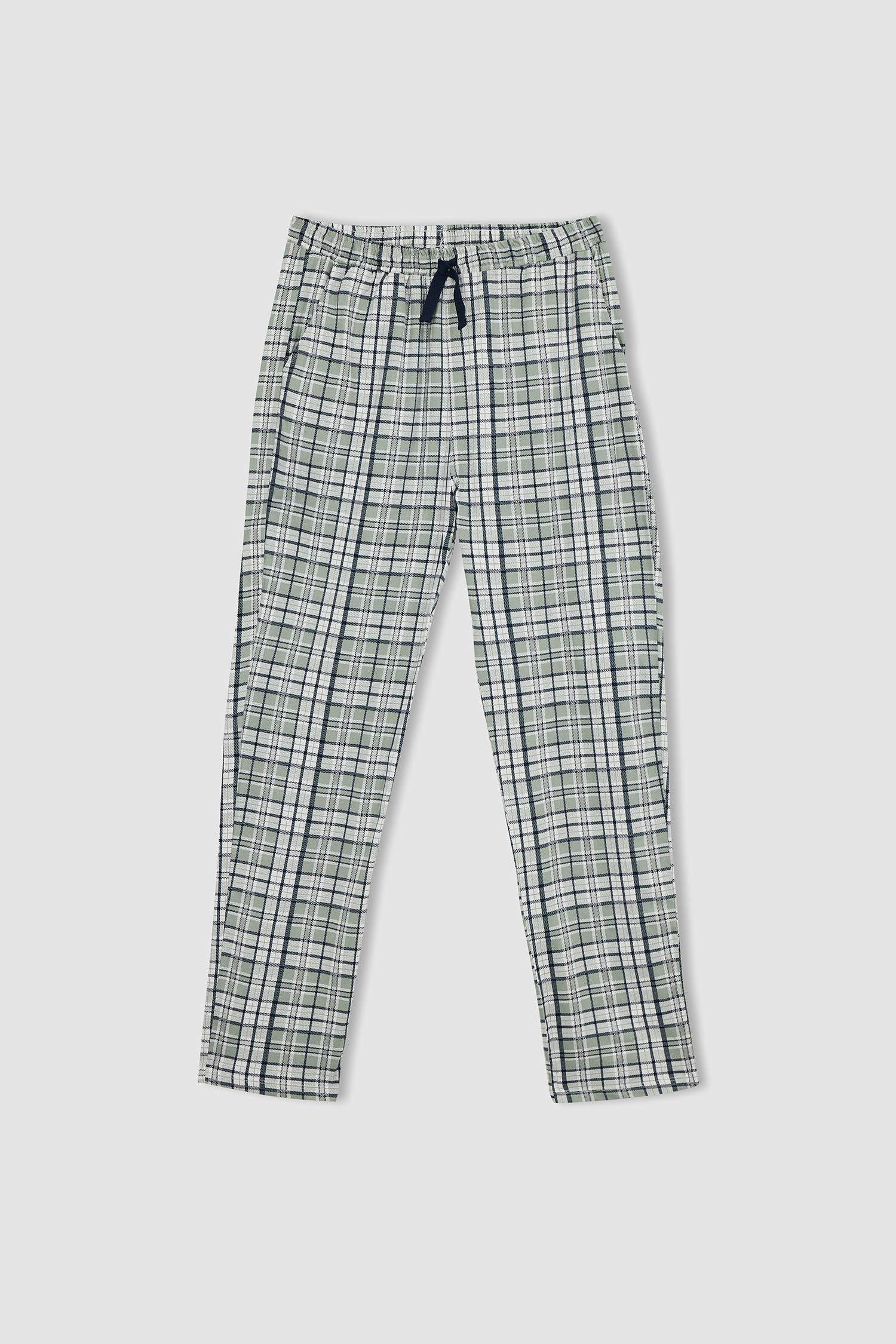 Regular Fit Plaid Square Patterned Short Sleeve Pajamas Set