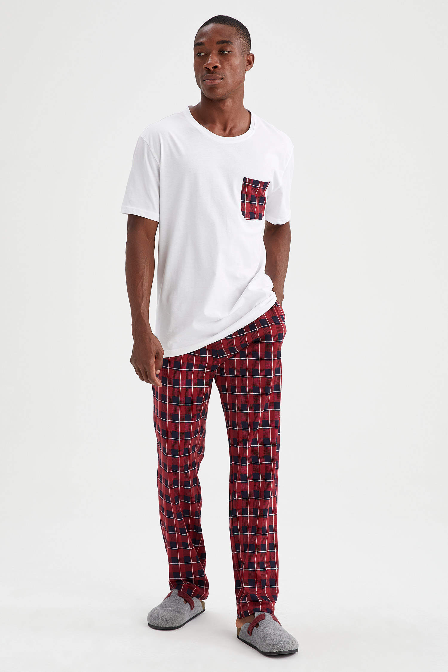 Defacto Slim Fit Ekose Desenli Pijama Takımı. 3