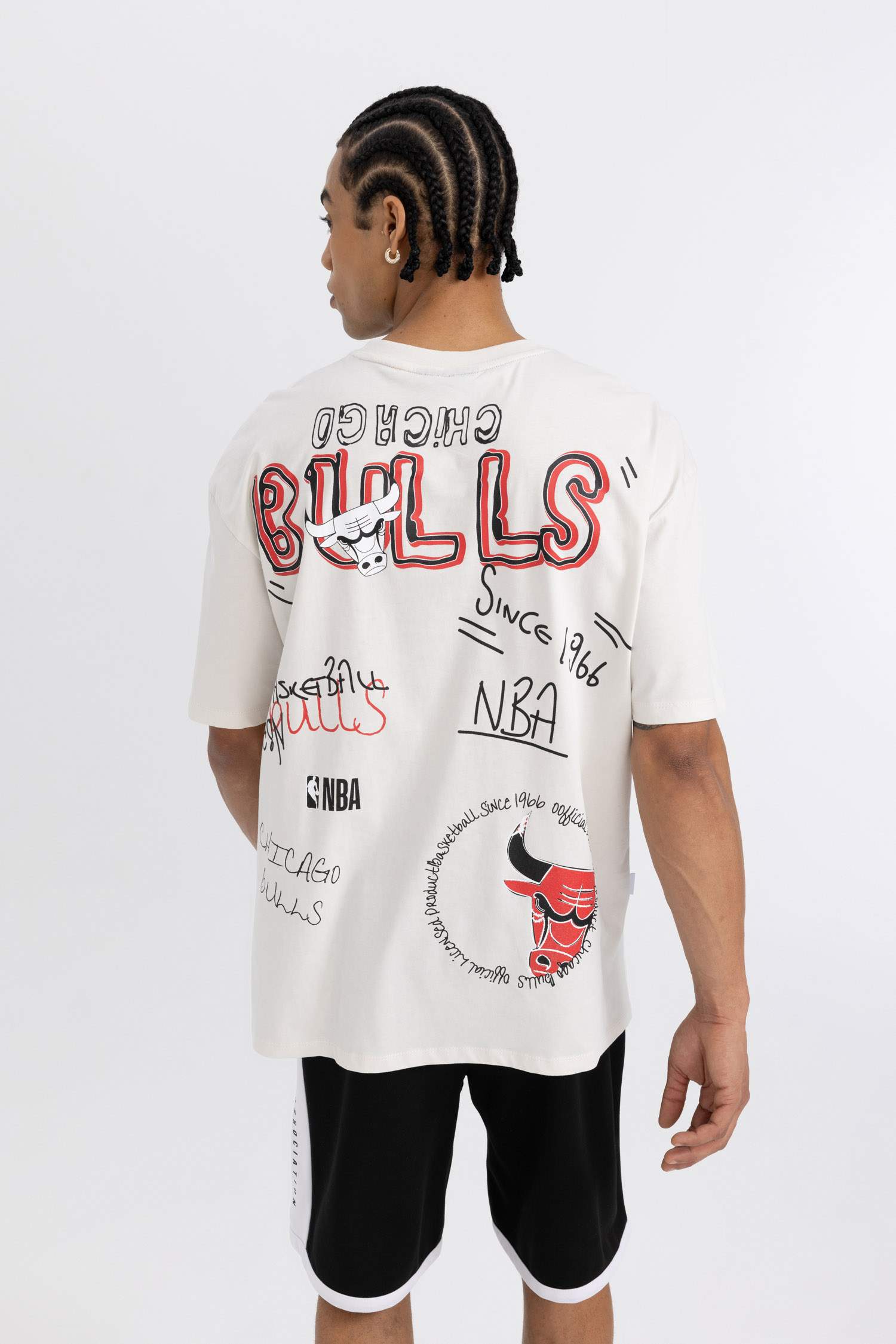 Defacto Fit T-shirt surdimensionné sous licence NBA Chicago Bulls