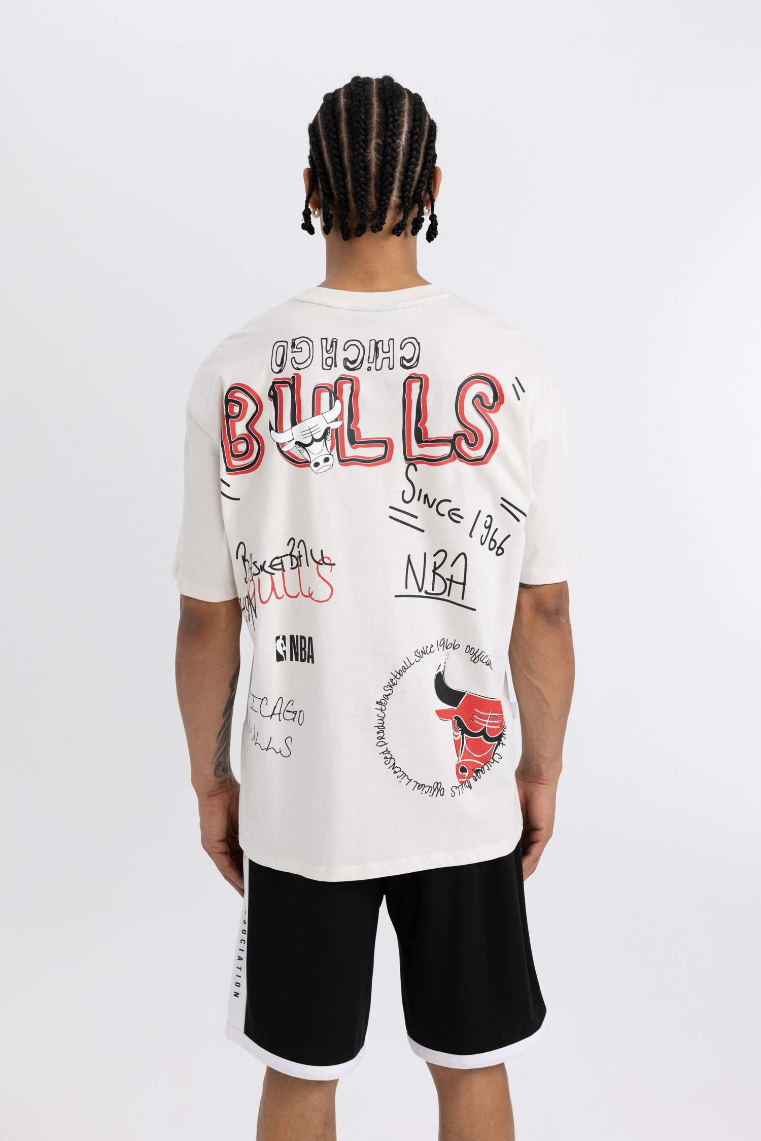 Defacto Fit T-shirt surdimensionné sous licence NBA Chicago Bulls