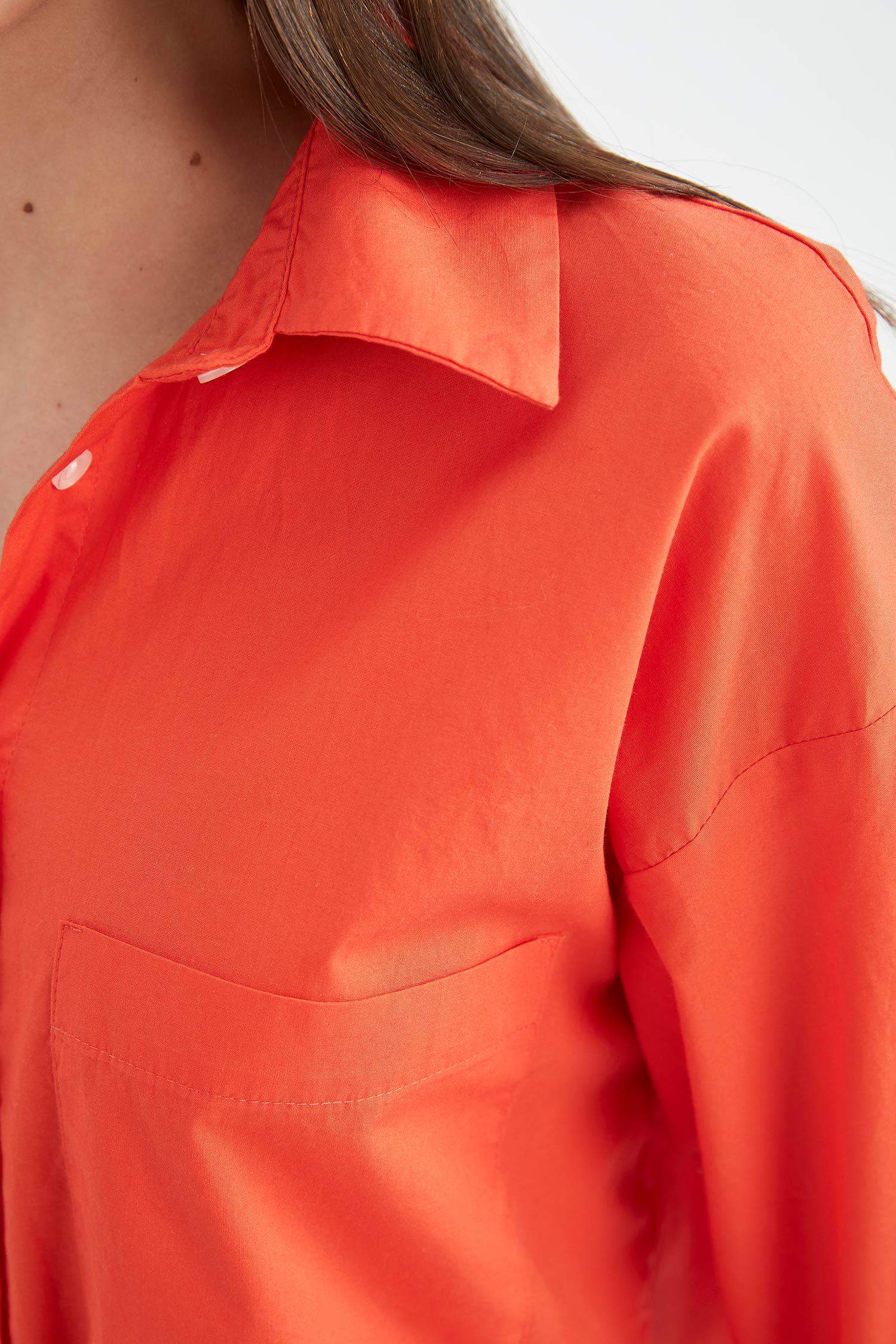 Oversize Fit Shirt Collar Poplin Long Sleeve Shirt