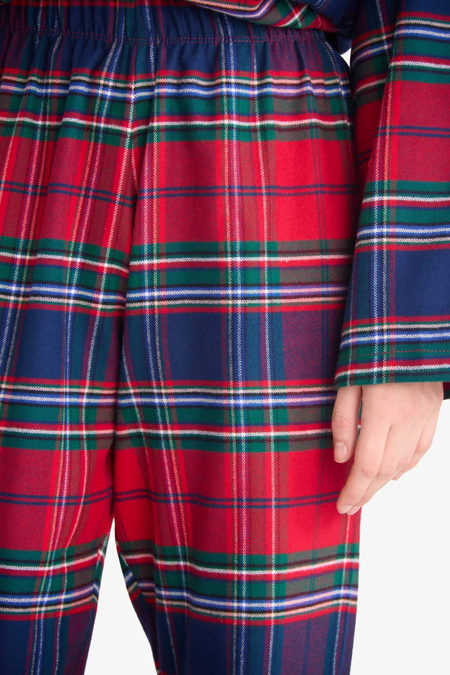 Pijama Takımı Kareli Flanel Uzun Kollu Üst Beli Lastikli Uzun Alt-Fall in Love