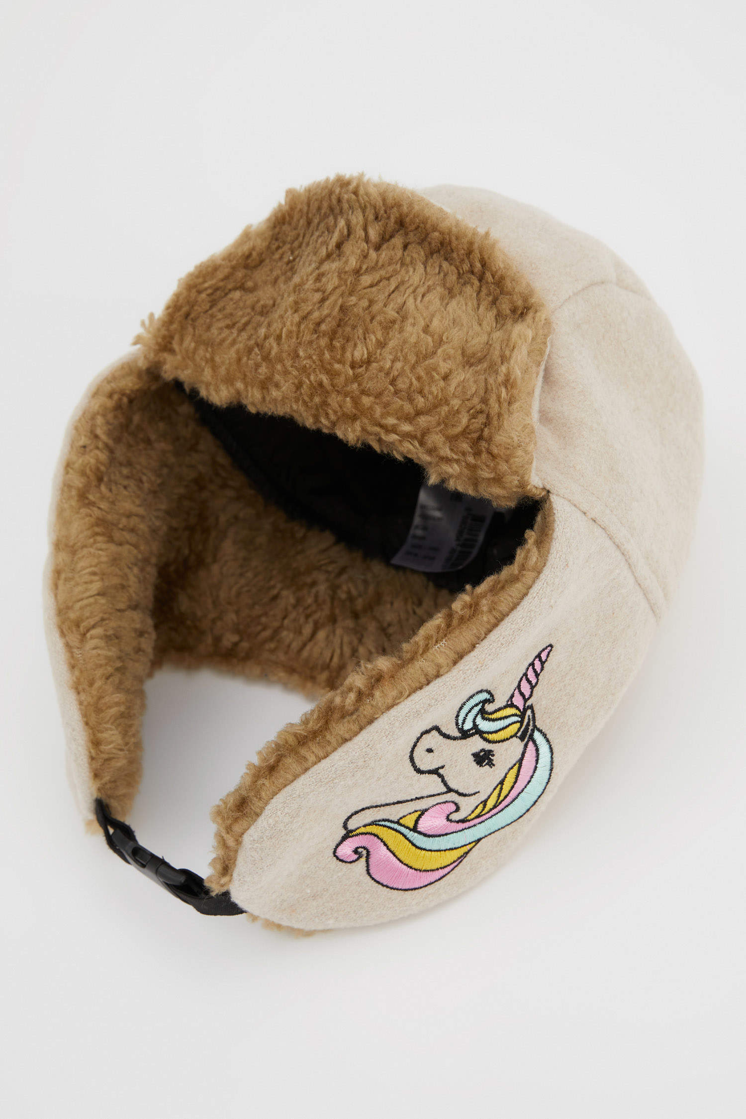 Kız Çocuk Unicorn Baskılı Isı Yalıtımlı Warmtech Pelüş Şapka