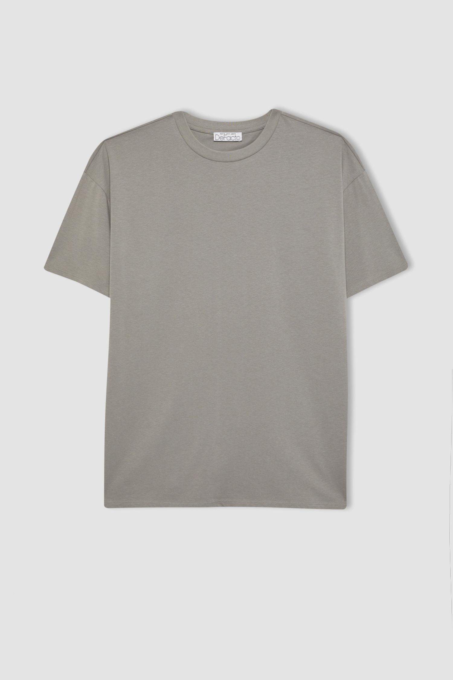 تي شيرت نص كم اوفر سايز بياقة مستديرة