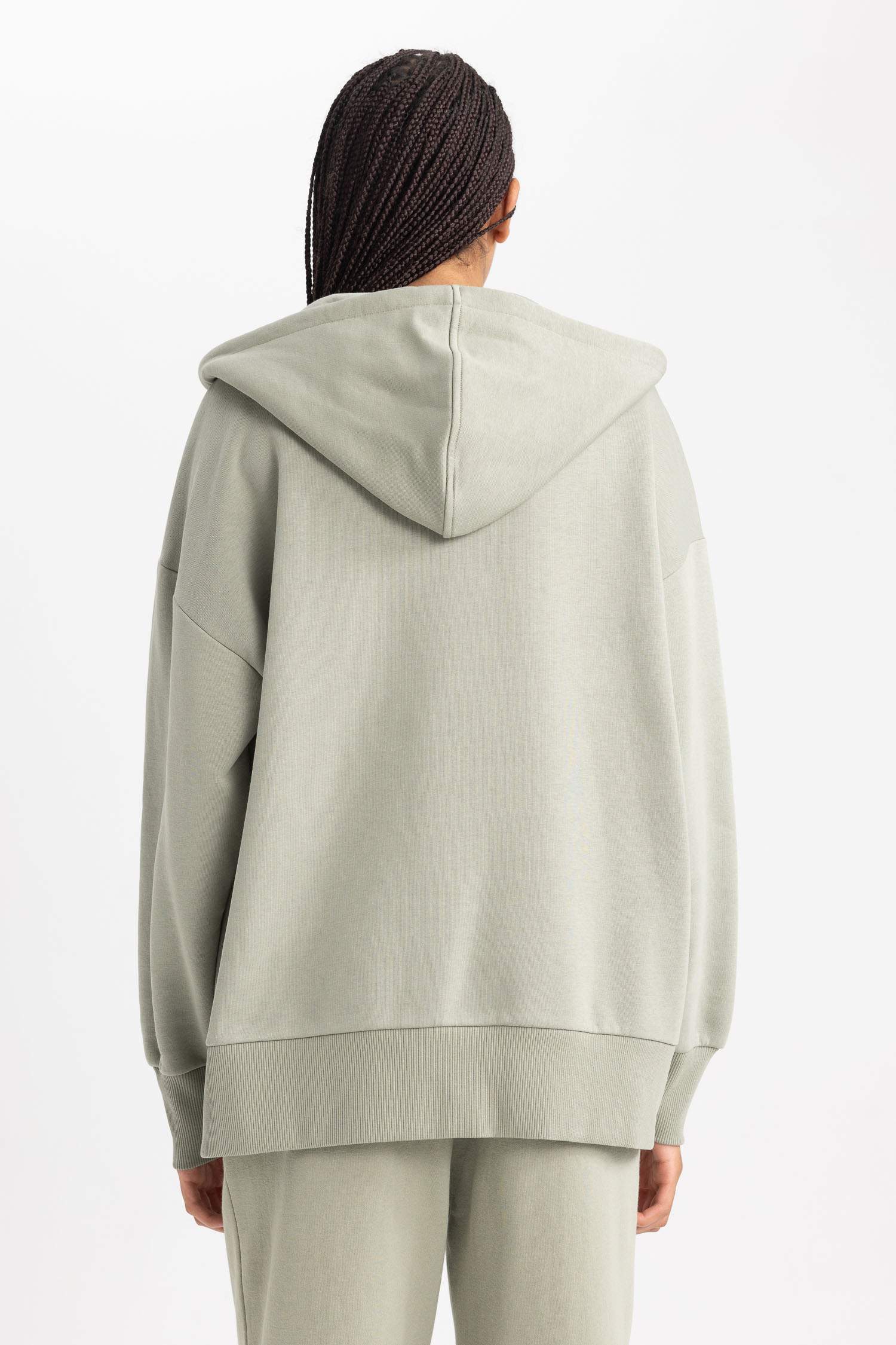 Кардиган оверсайз с капюшоном из плотной ткани