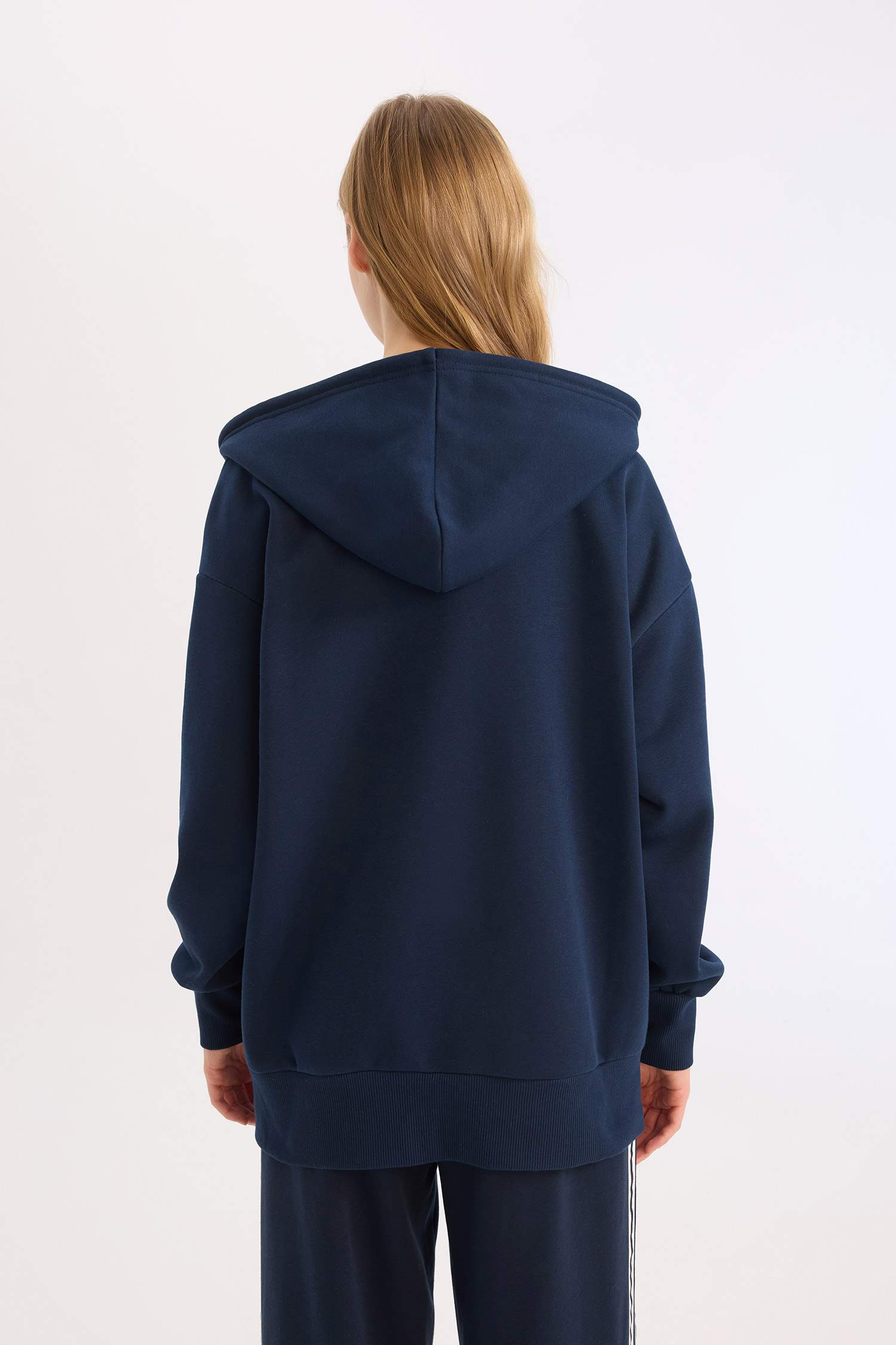 Oversize Fit Hooded Thick Sweatshirt Fabric Cardigan