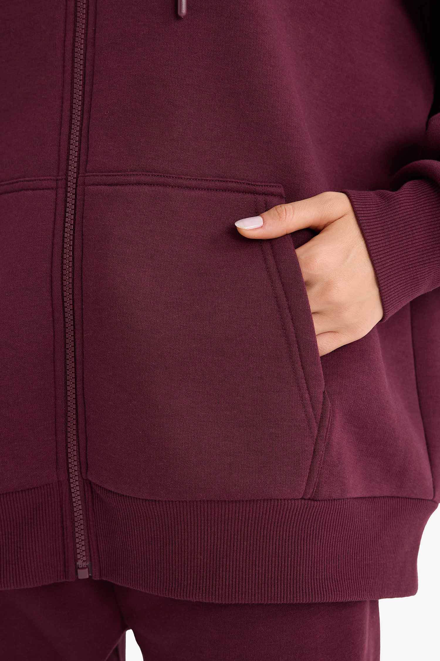 Oversize Geniş Kalıp Kapüşonlu Fermuarlı Sweatshirt