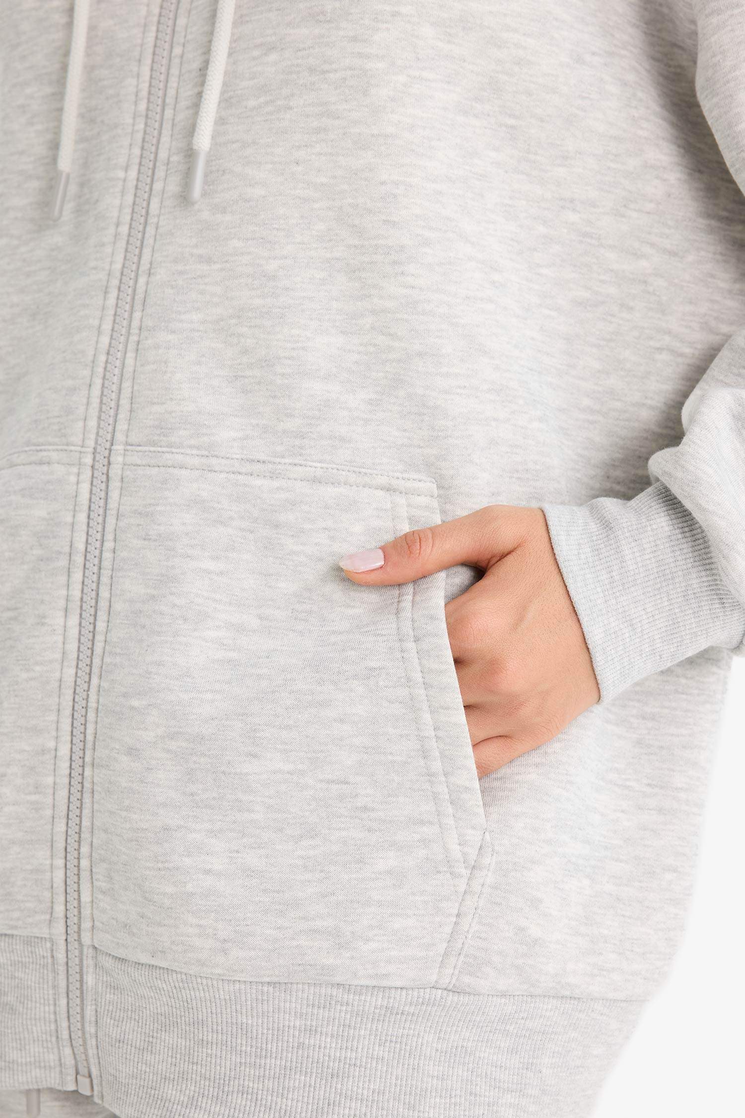 Oversize Fit Hooded Thick Sweatshirt Fabric Cardigan