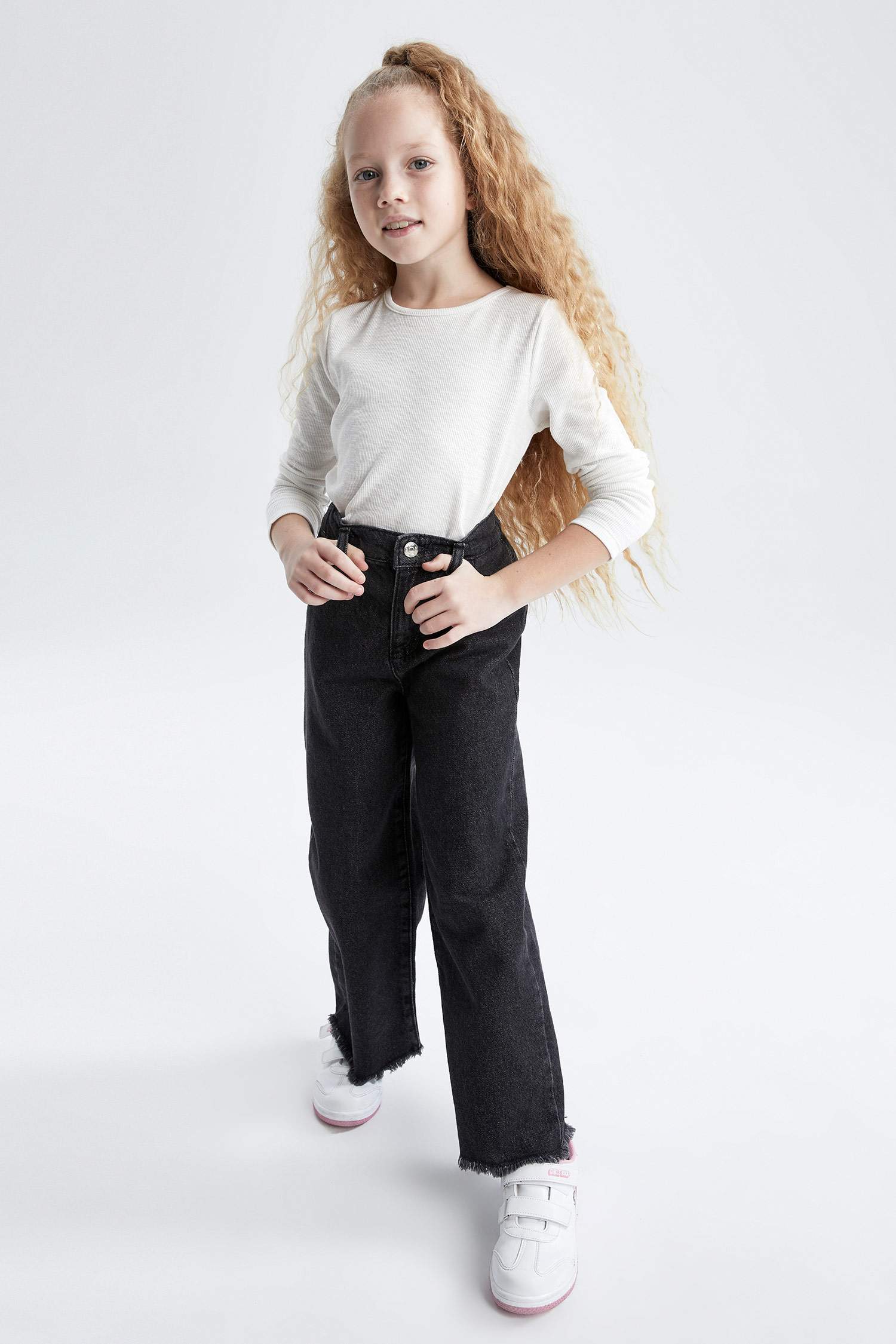 Anthracite GIRLS & TEENS Wide Leg Wide Leg Trousers 2533356 | DeFacto