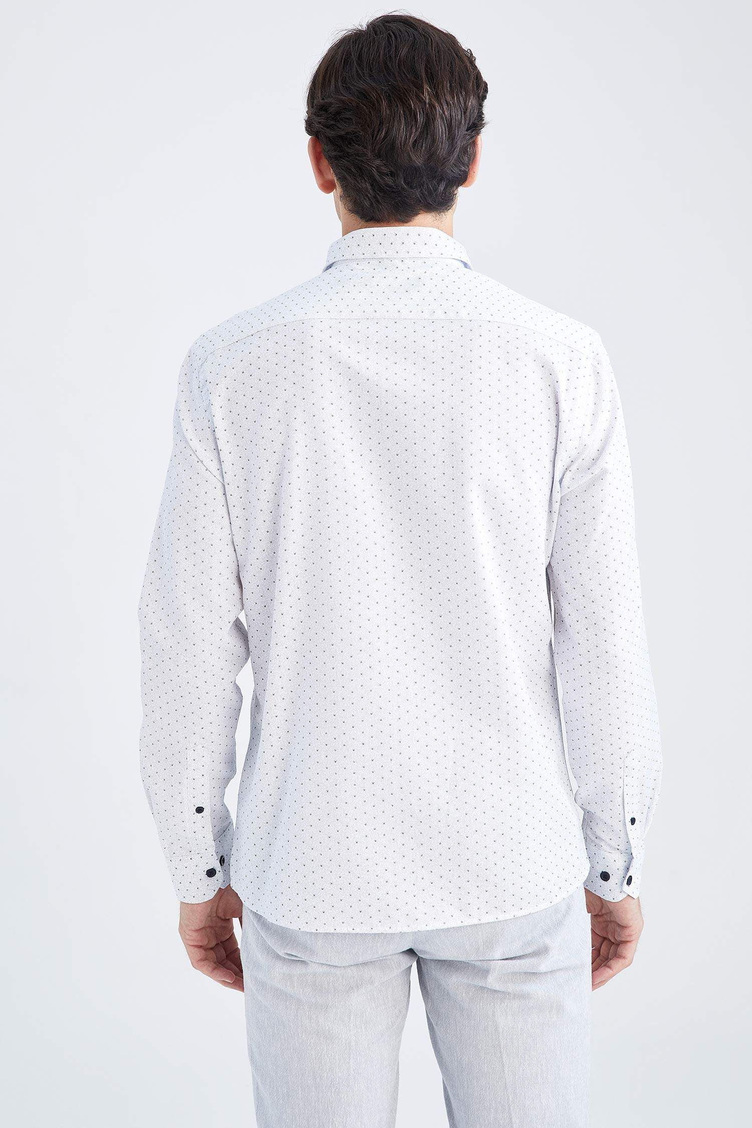 White MAN Modern Fit Patterned Long Sleeve Shirt 2103473 | DeFacto